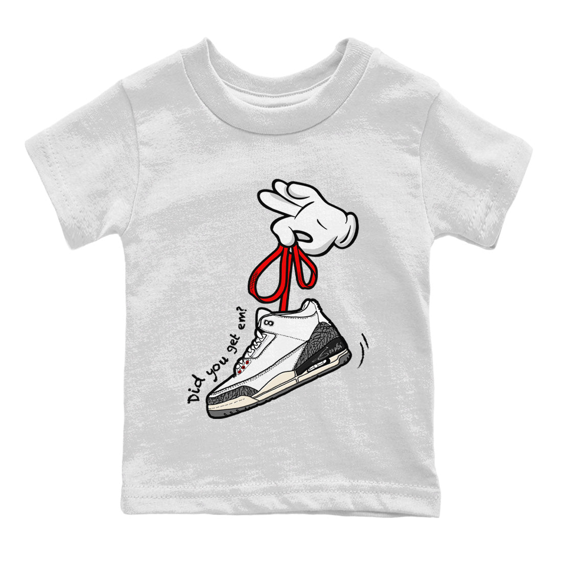 Cartoon Hands Kids Tops - Air Jordan 3 White Cement