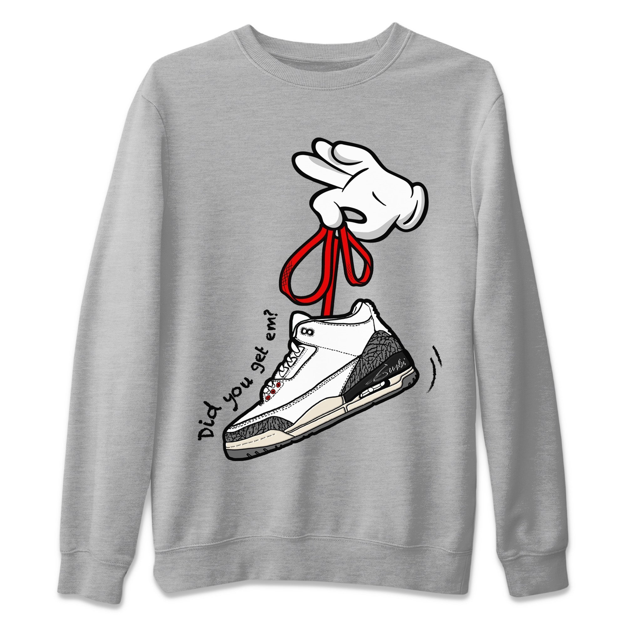 Cartoon Hands Unisex Tops - Air Jordan 3 White Cement