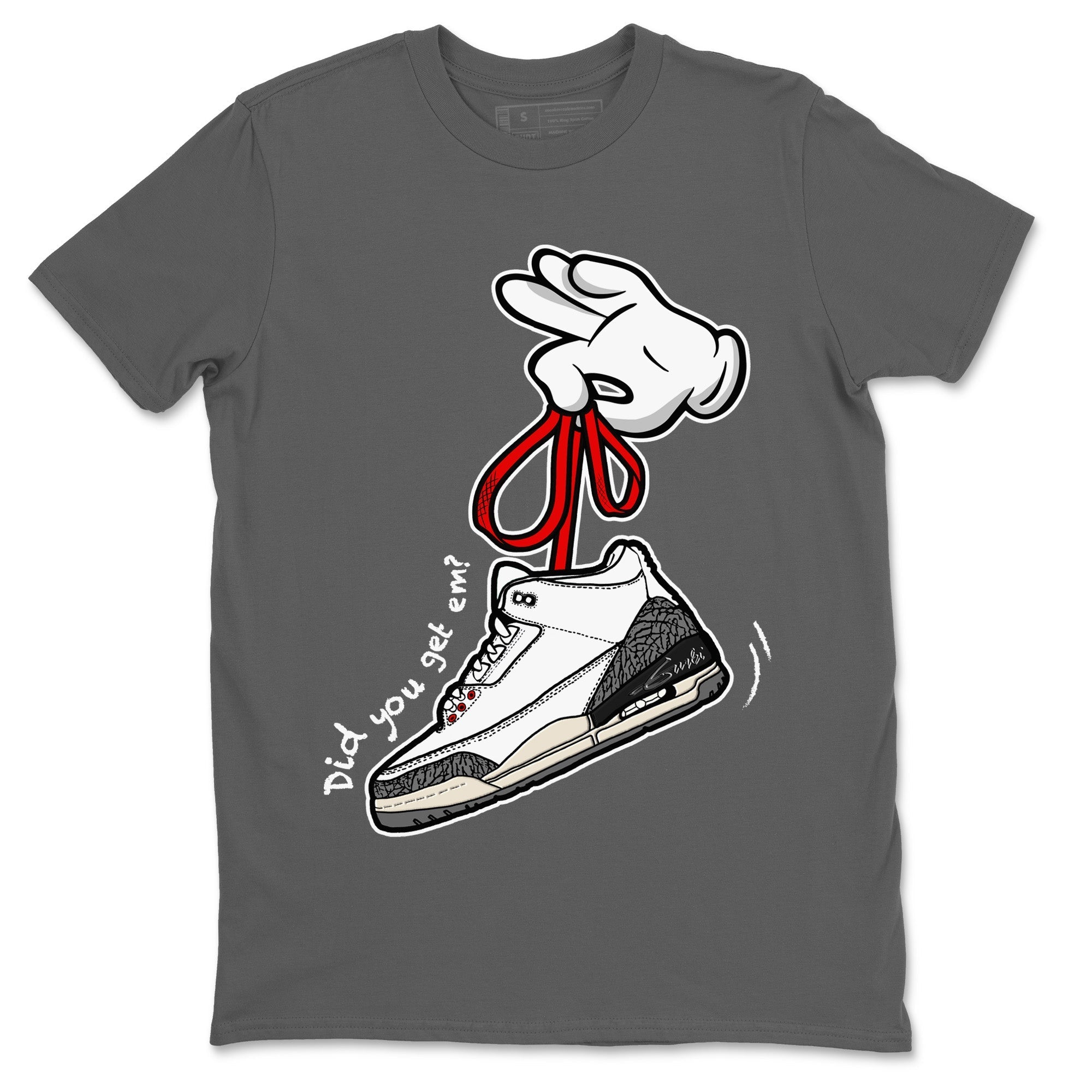 Cartoon Hands Unisex Tops - Air Jordan 3 White Cement