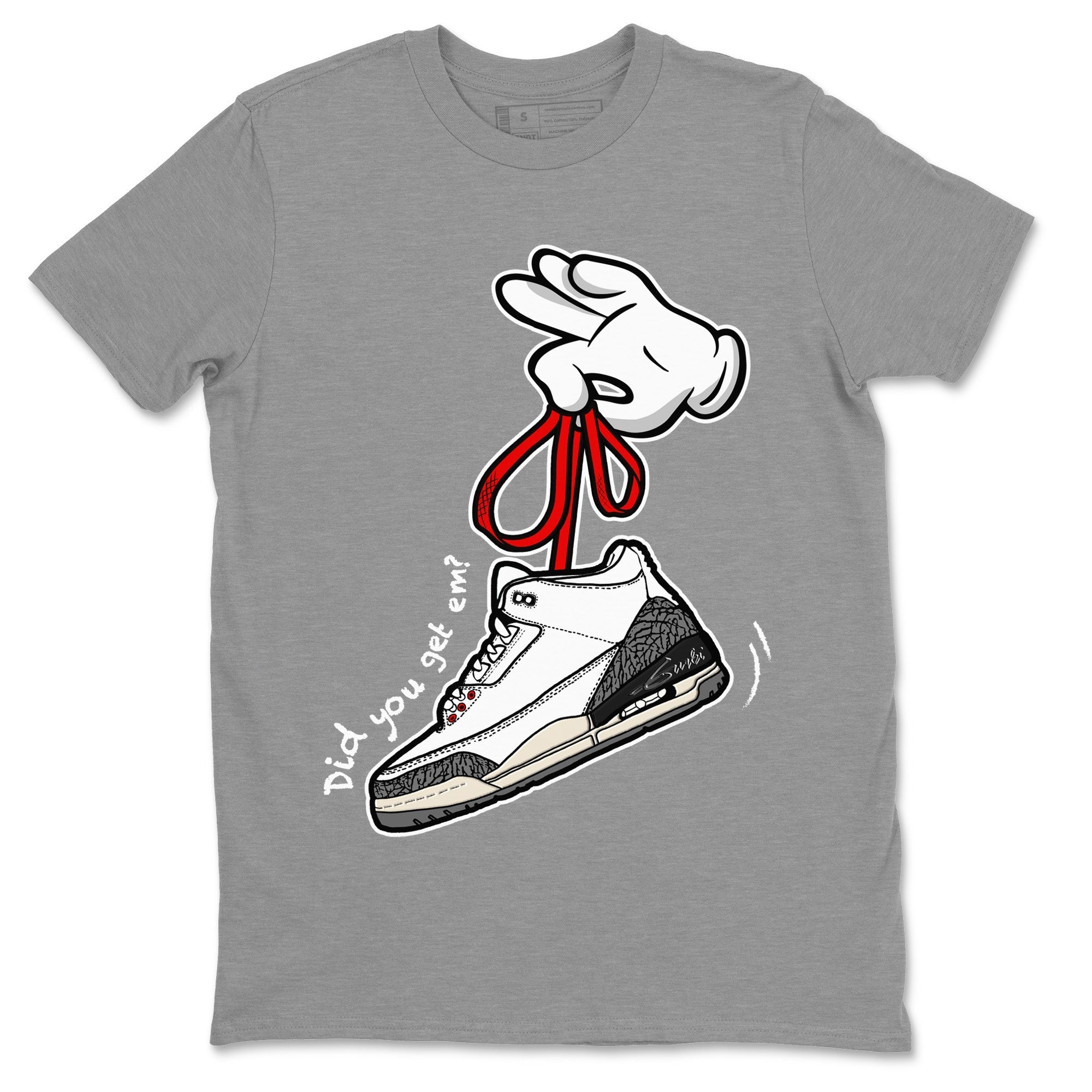 Cartoon Hands Unisex Tops - Air Jordan 3 White Cement