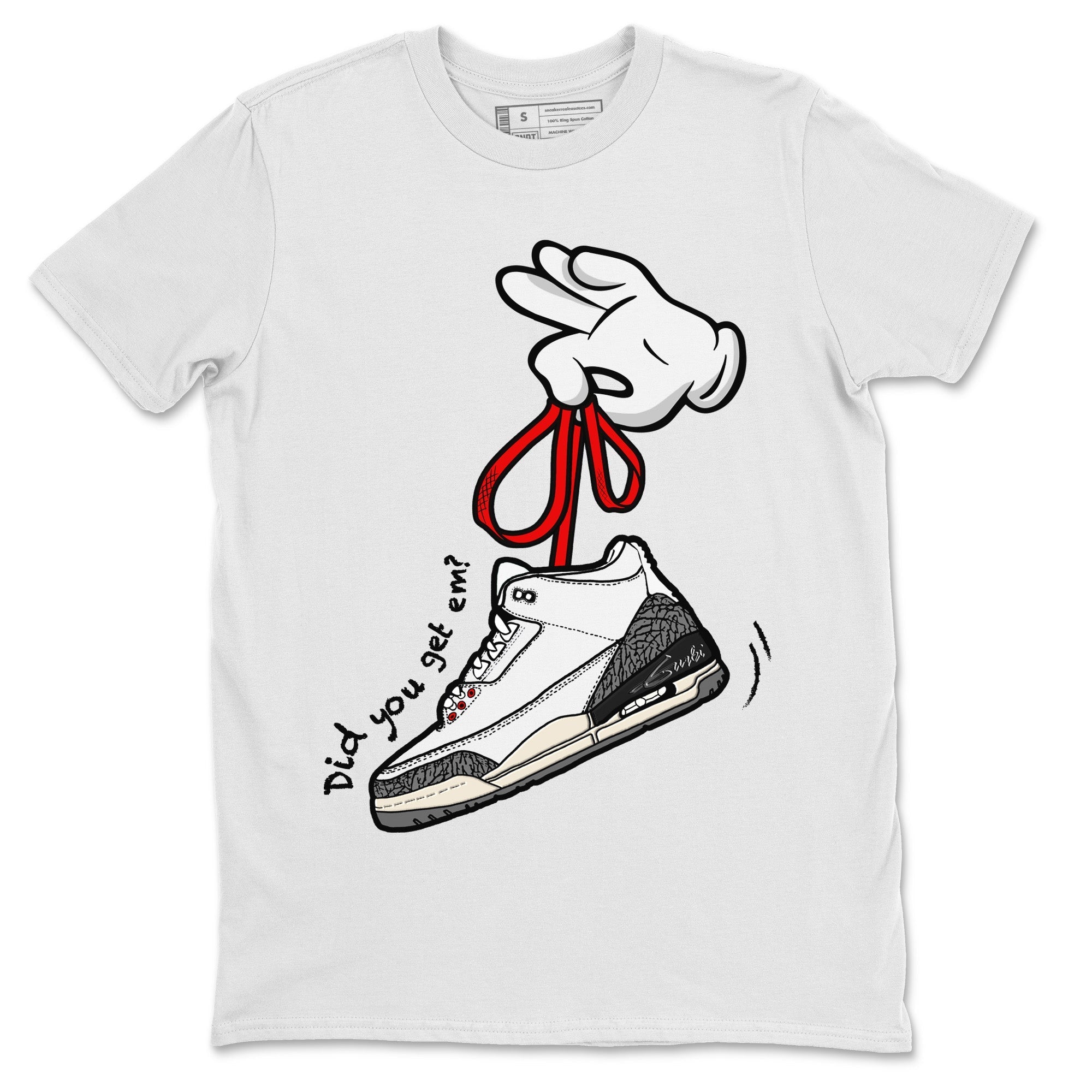 Cartoon Hands Unisex Tops - Air Jordan 3 White Cement