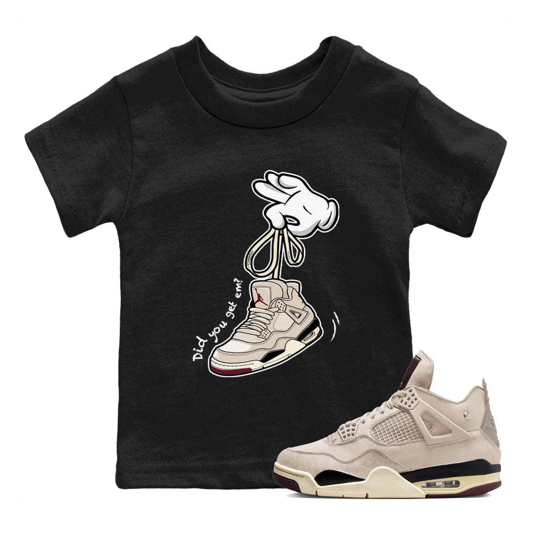 Cartoon Hands snkmatch Tees Kids - Air Jordan 4 A Ma Maniere x Fossil Stone