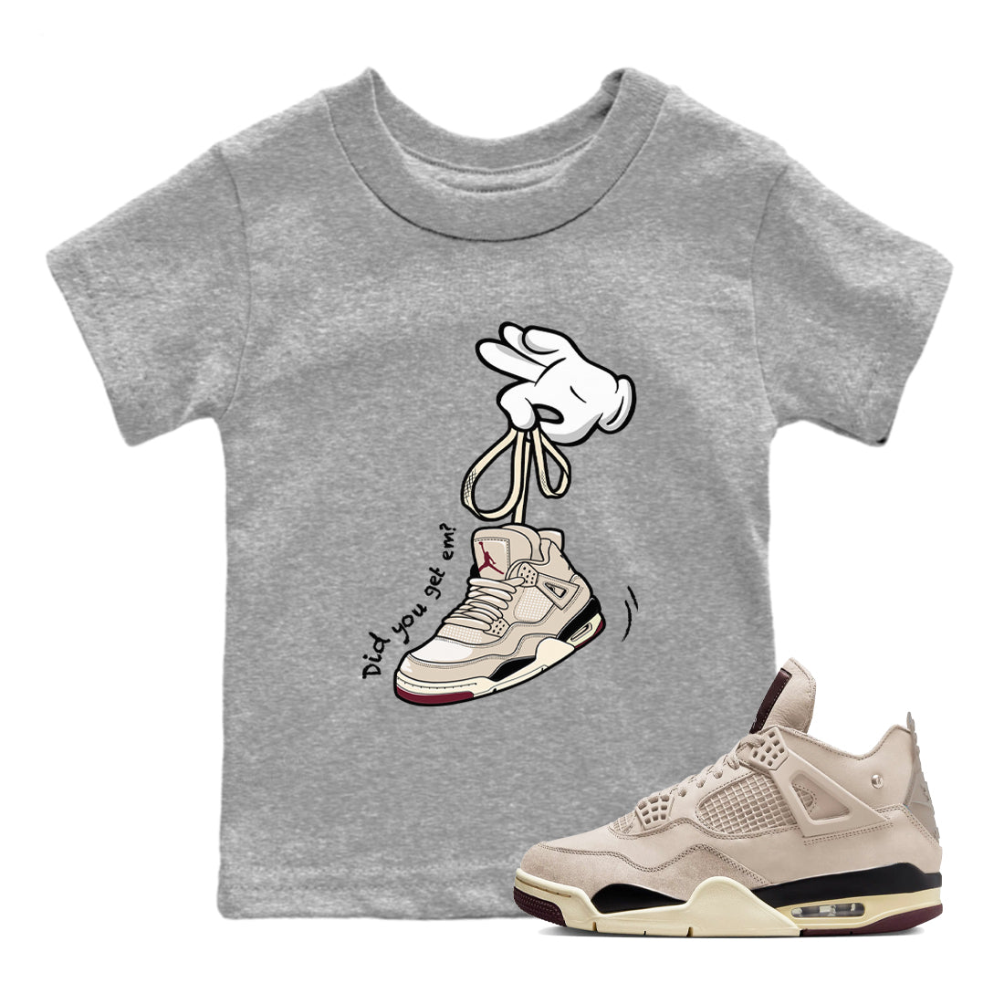 Cartoon Hands snkmatch Tees Kids - Air Jordan 4 A Ma Maniere x Fossil Stone