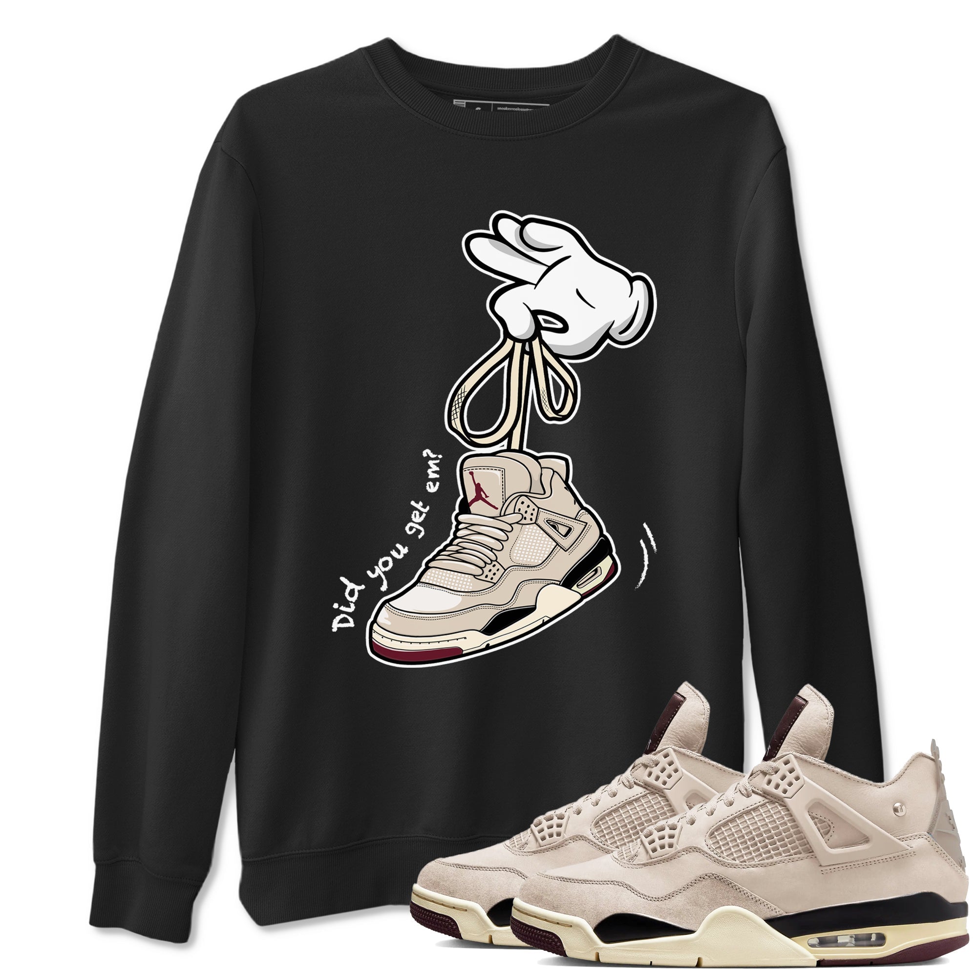 Cartoon Hands snkmatch Tees - Air Jordan 4 A Ma Maniere x Fossil Stone