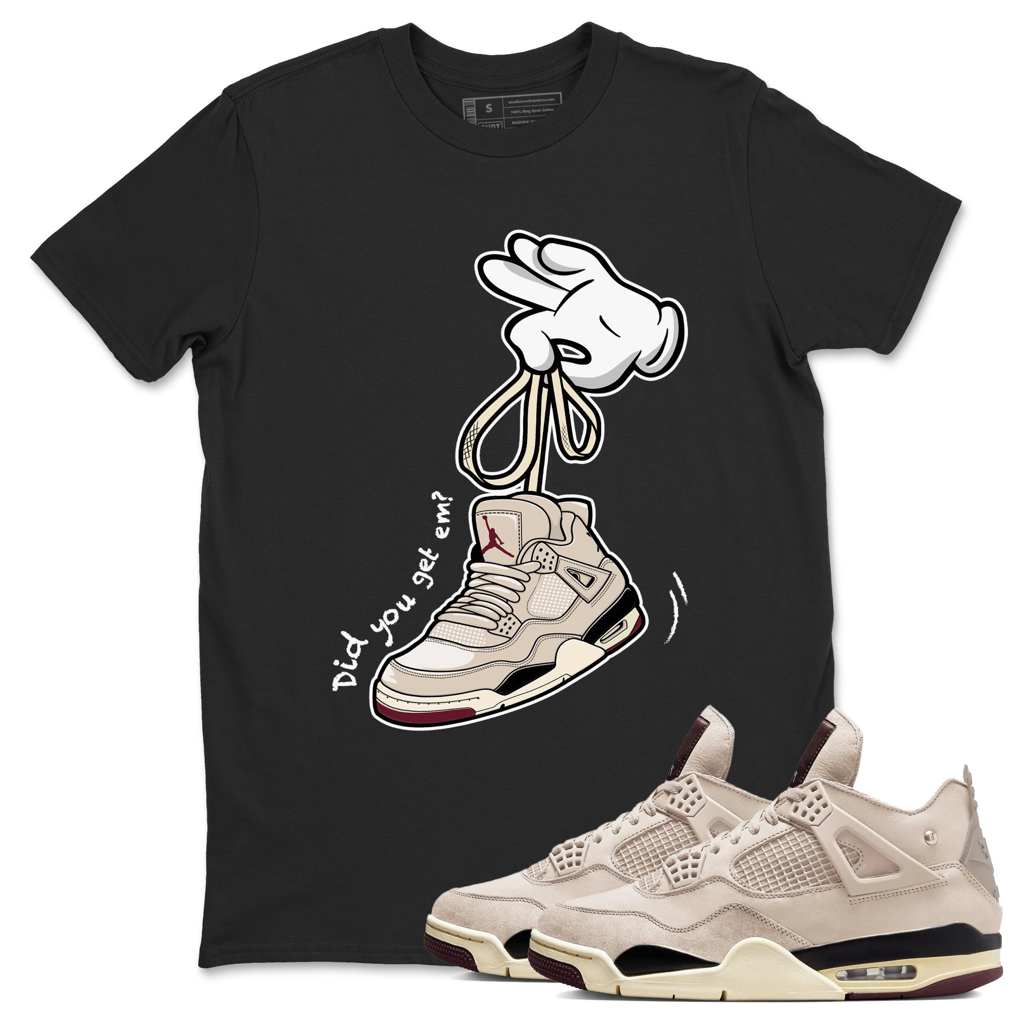 Cartoon Hands snkmatch Tees - Air Jordan 4 A Ma Maniere x Fossil Stone
