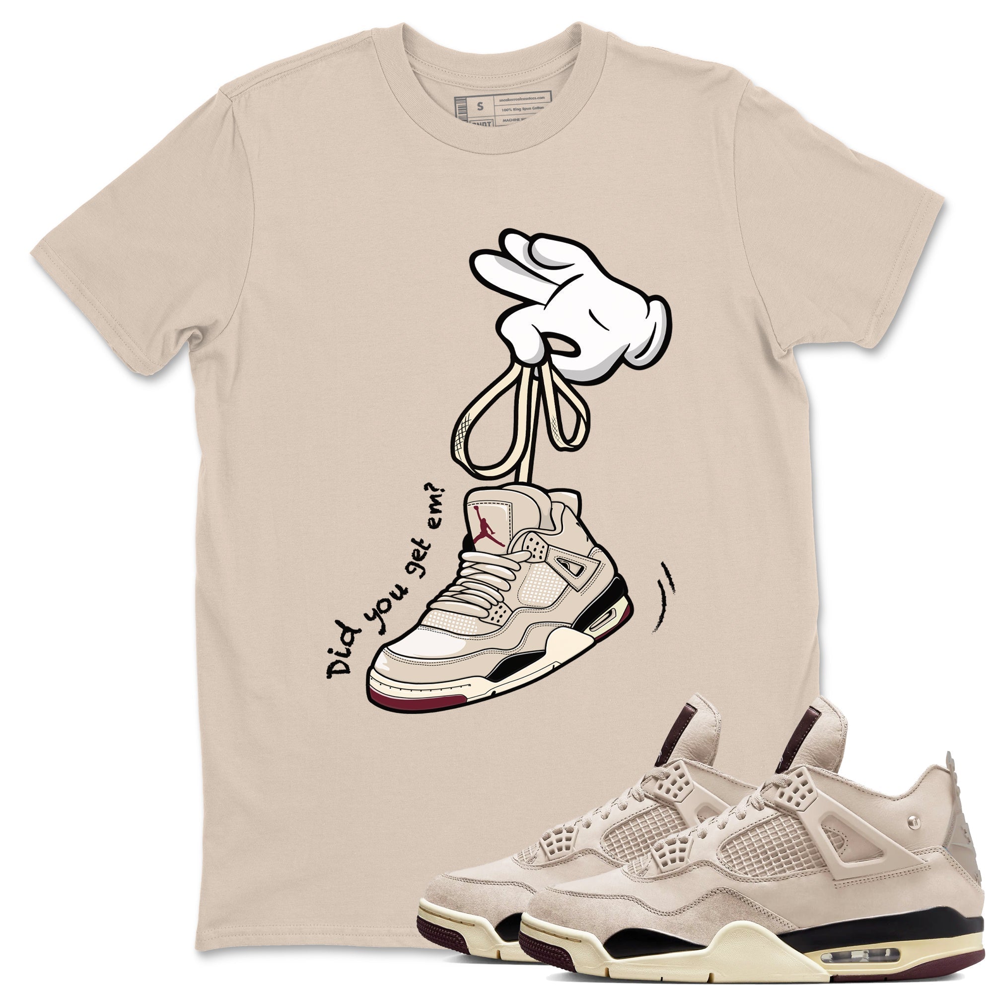Cartoon Hands snkmatch Tees - Air Jordan 4 A Ma Maniere x Fossil Stone