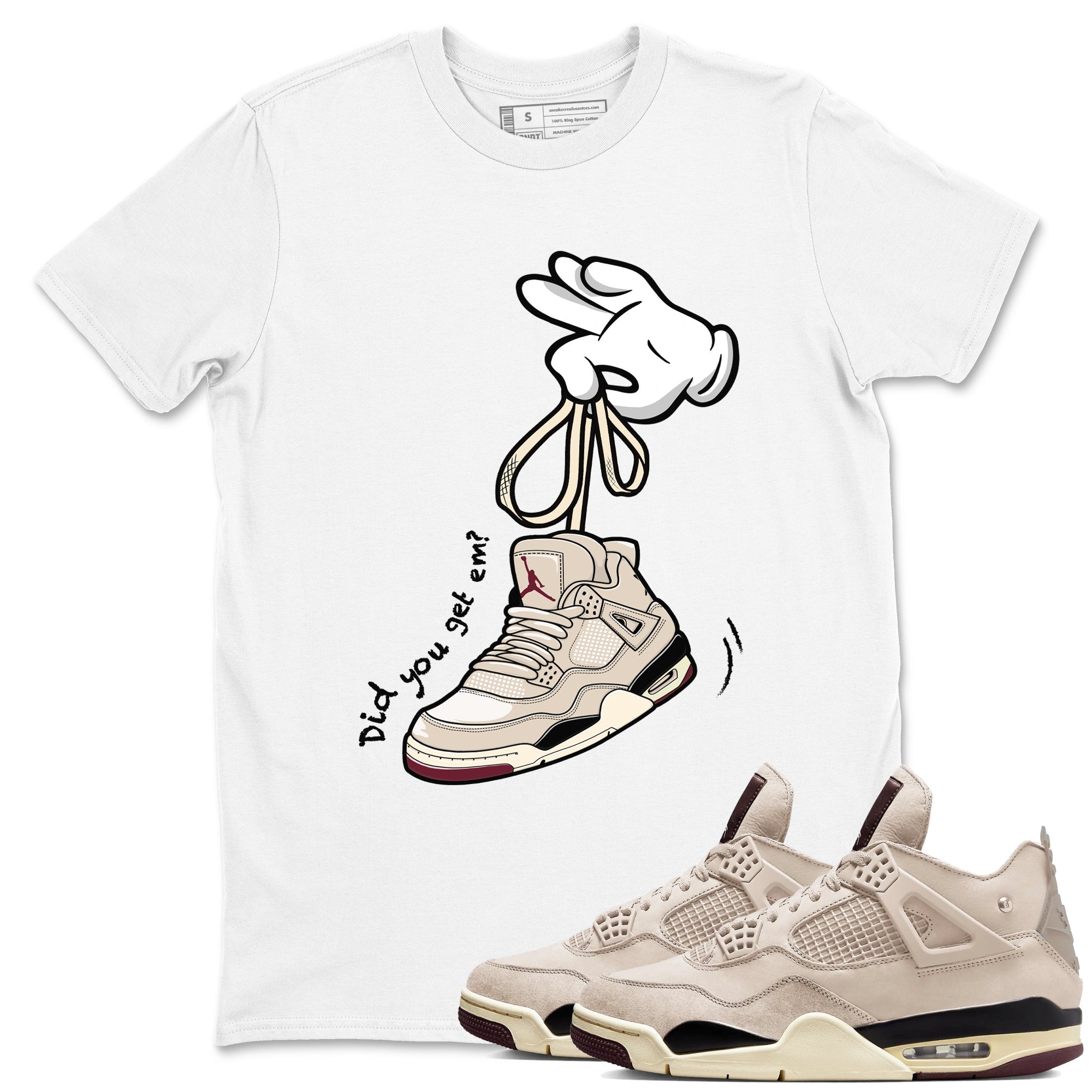 Cartoon Hands snkmatch Tees - Air Jordan 4 A Ma Maniere x Fossil Stone