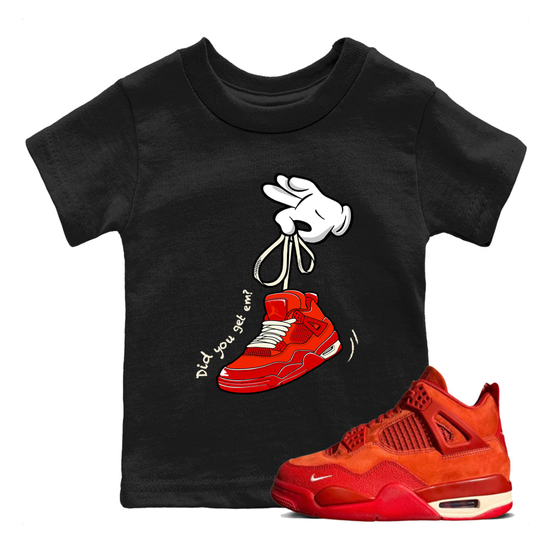 Cartoon Hands snkmatch Tees Kids - Air Jordan 4 Brick By Brick
