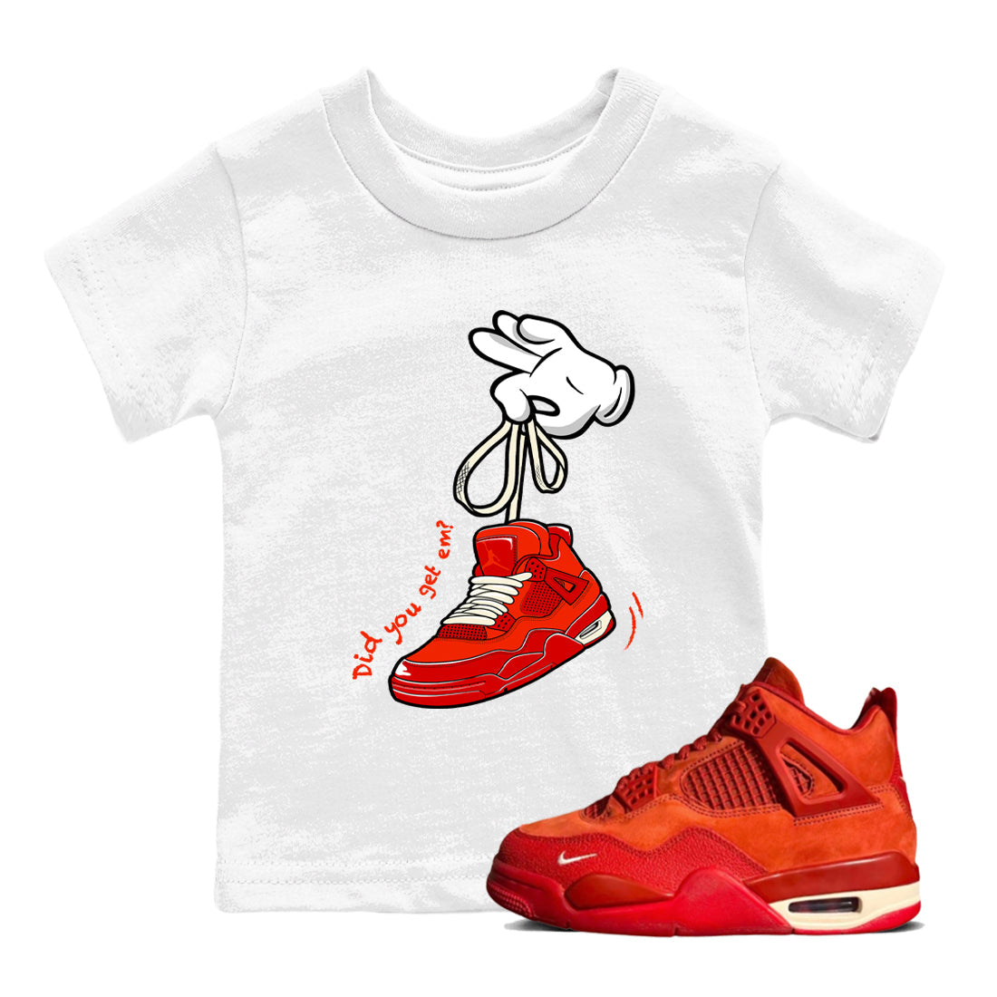 Cartoon Hands snkmatch Tees Kids - Air Jordan 4 Brick By Brick