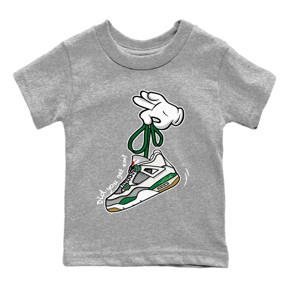 Cartoon Hands Kids Tops - Air Jordan 4 Pine Green SB