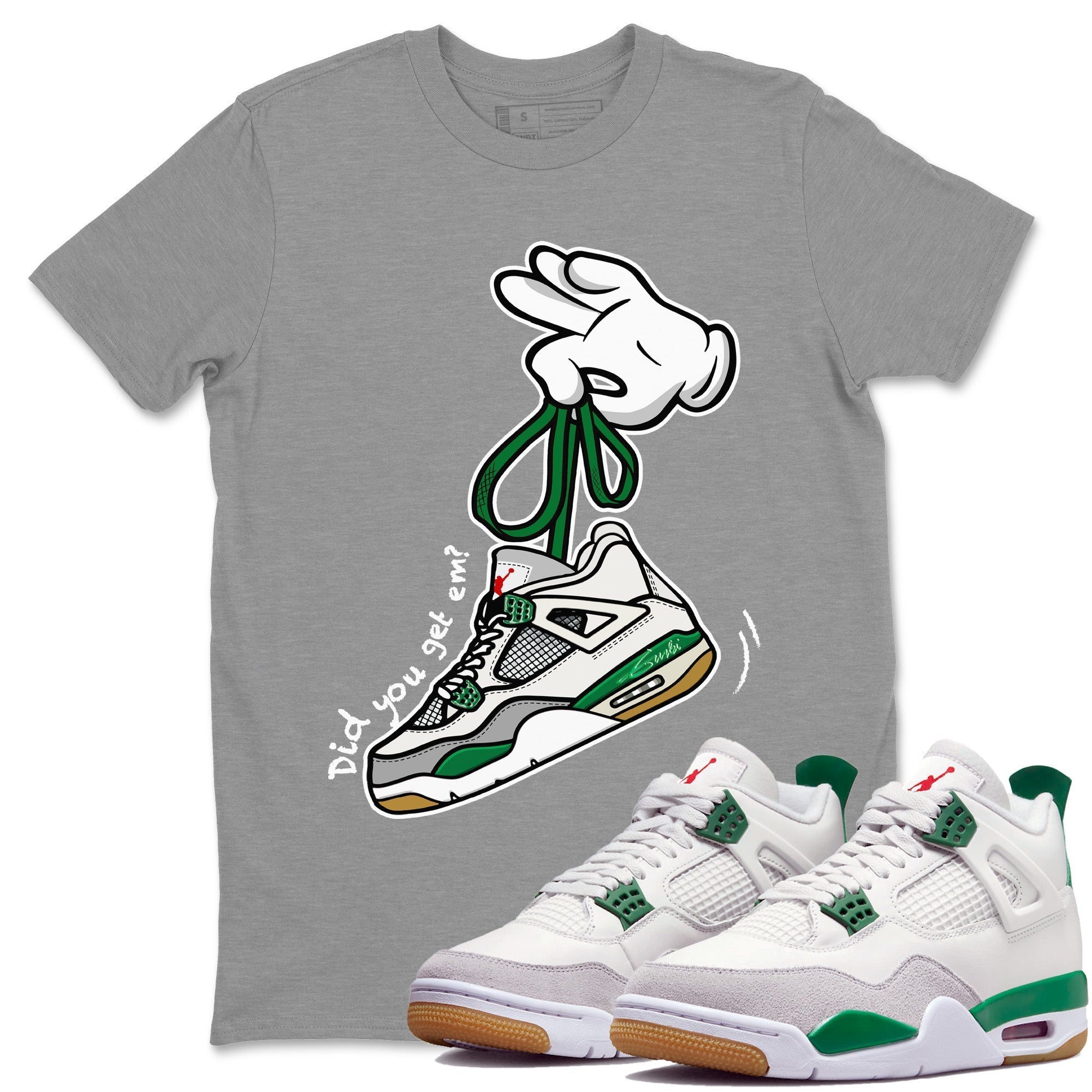 Cartoon Hands Unisex Tops - Air Jordan 4 Pine Green SB