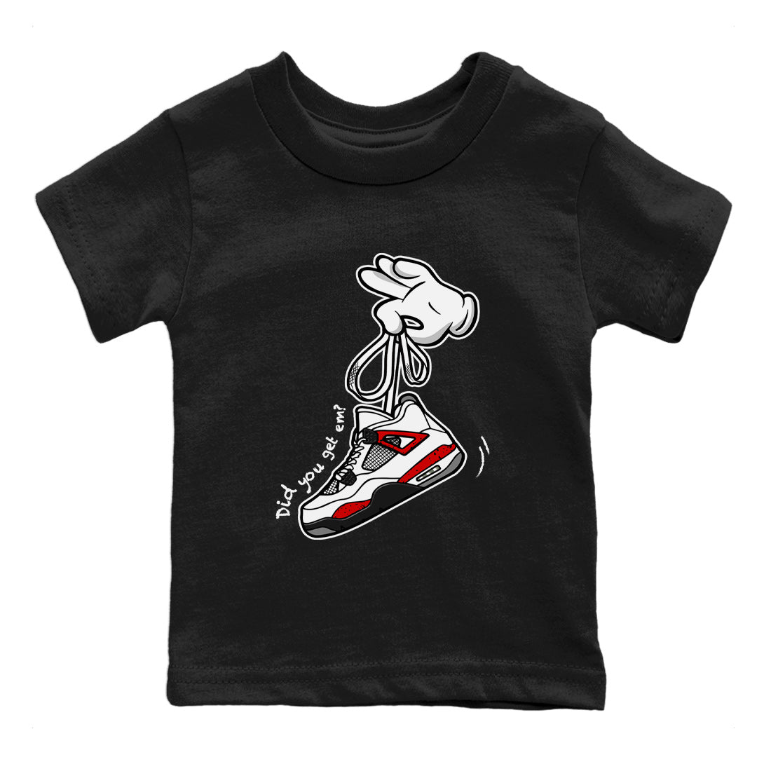 Cartoon Hands Kids Tops - Air Jordan 4 Red Cement