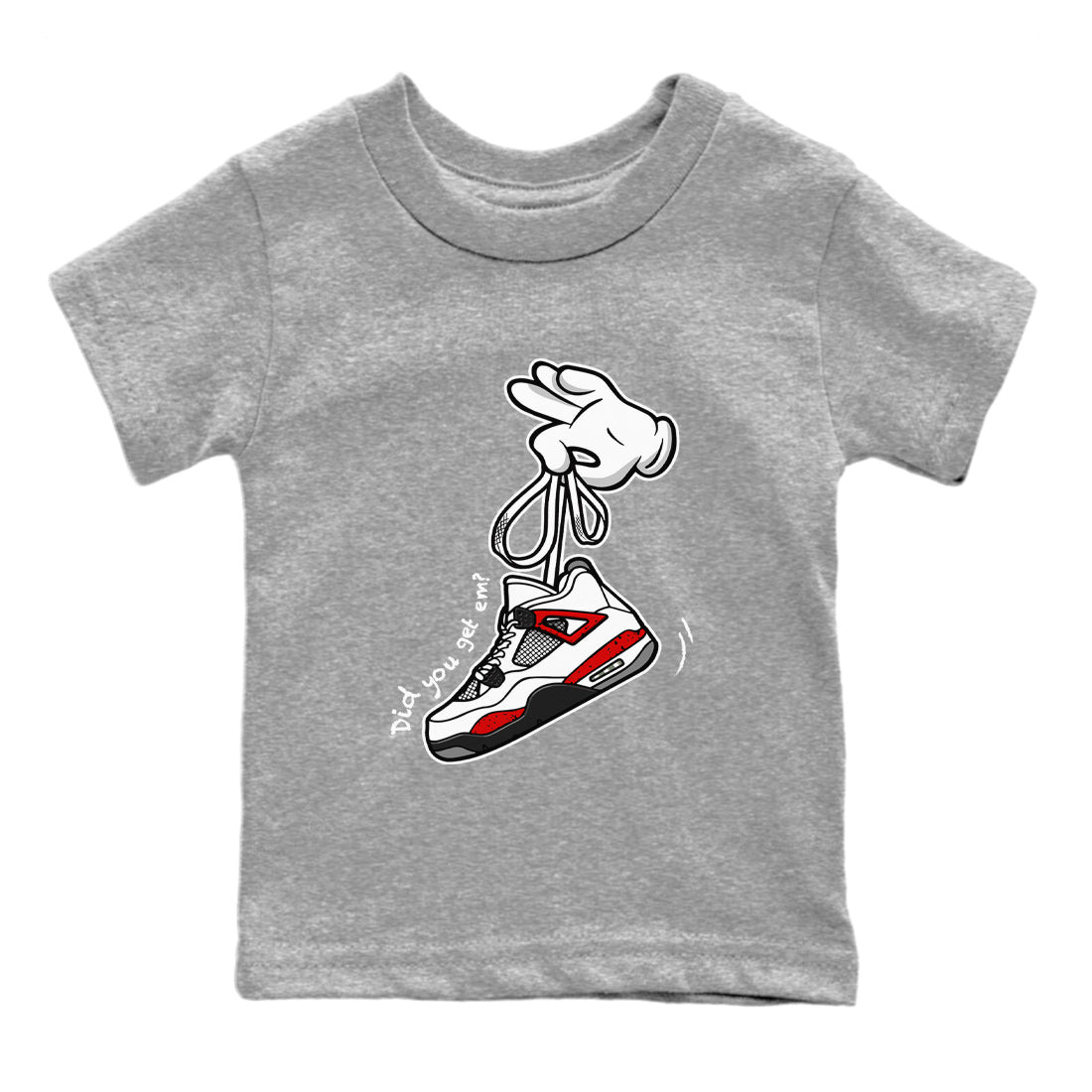 Cartoon Hands Kids Tops - Air Jordan 4 Red Cement