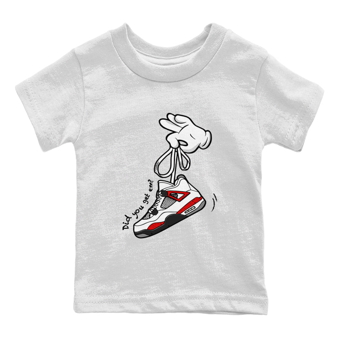 Cartoon Hands Kids Tops - Air Jordan 4 Red Cement