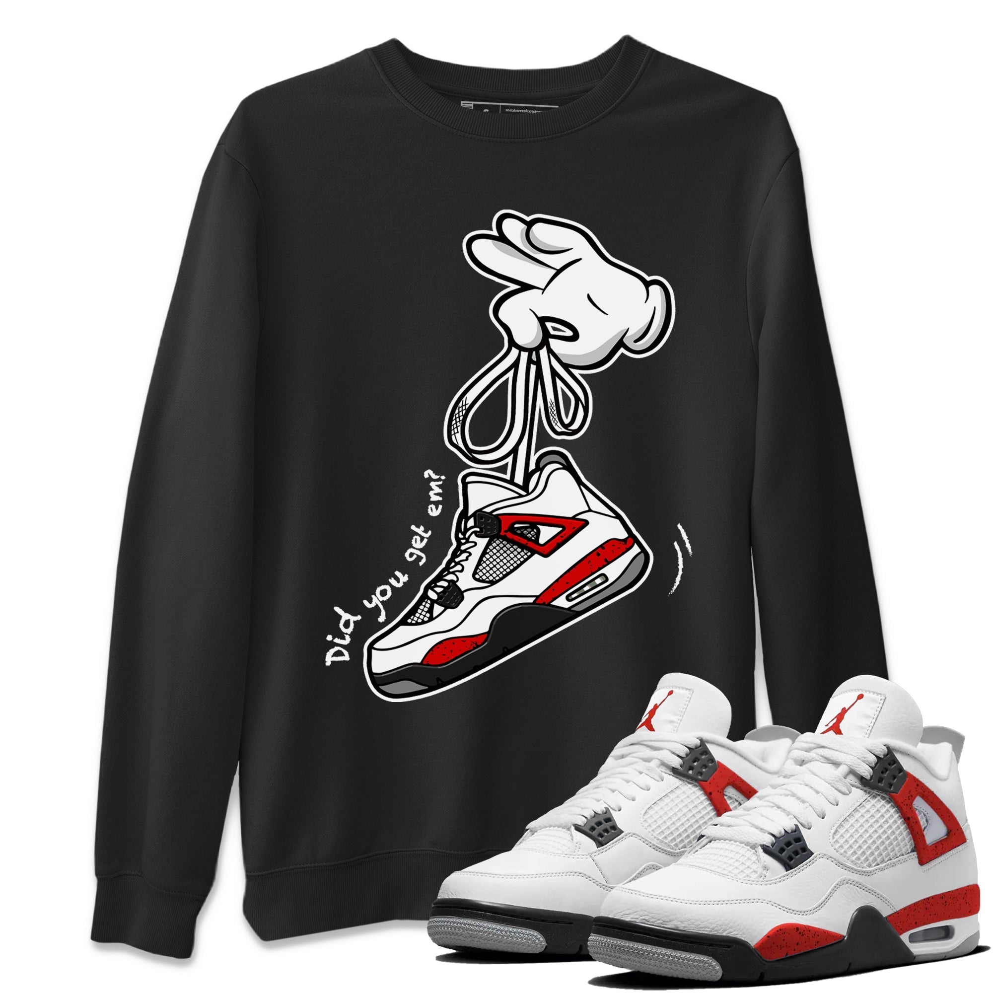 Cartoon Hands Unisex Tops - Air Jordan 4 Red Cement