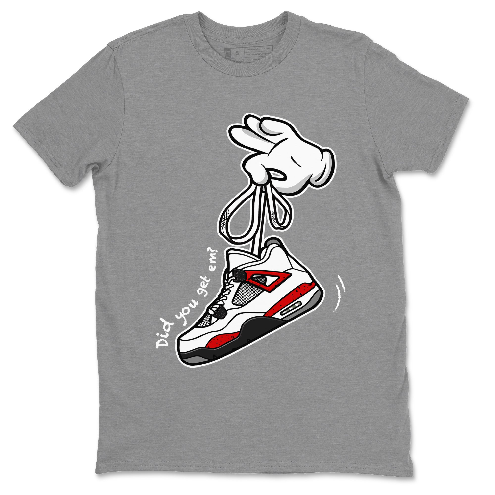 Cartoon Hands Unisex Tops - Air Jordan 4 Red Cement