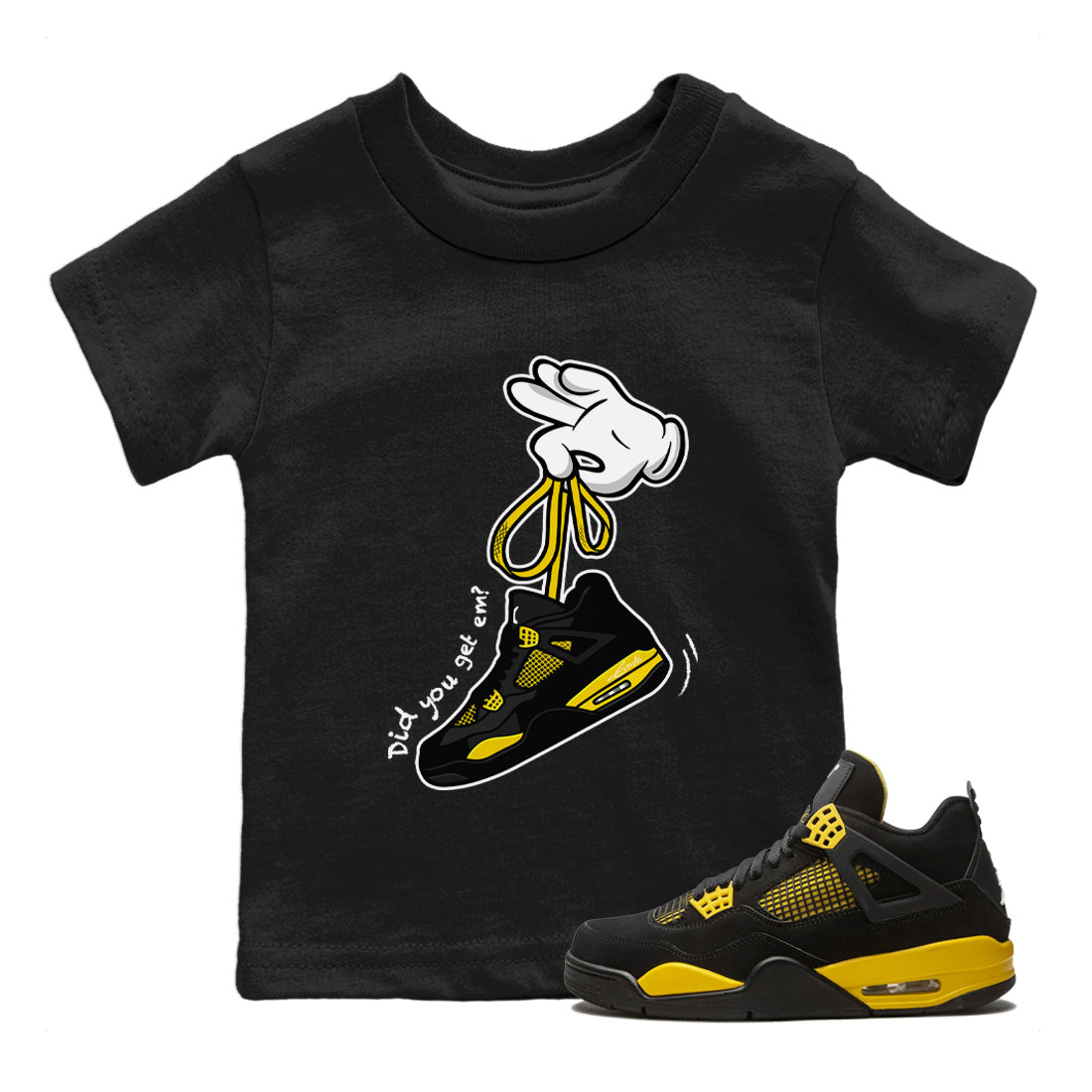 Cartoon Hands Kids Tops - Air Jordan 4 Thunder