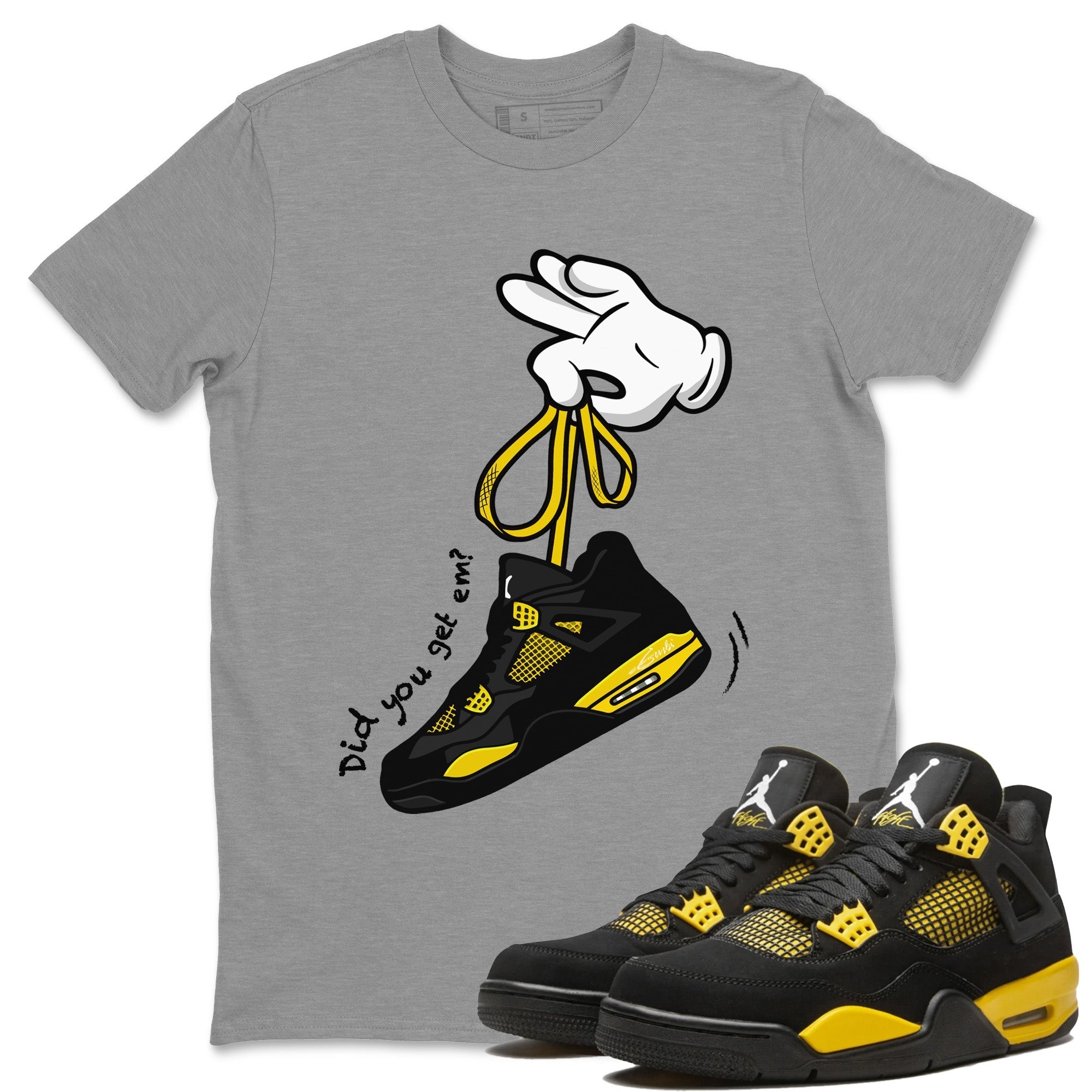Cartoon Hands Unisex Tops - Air Jordan 4 Thunder