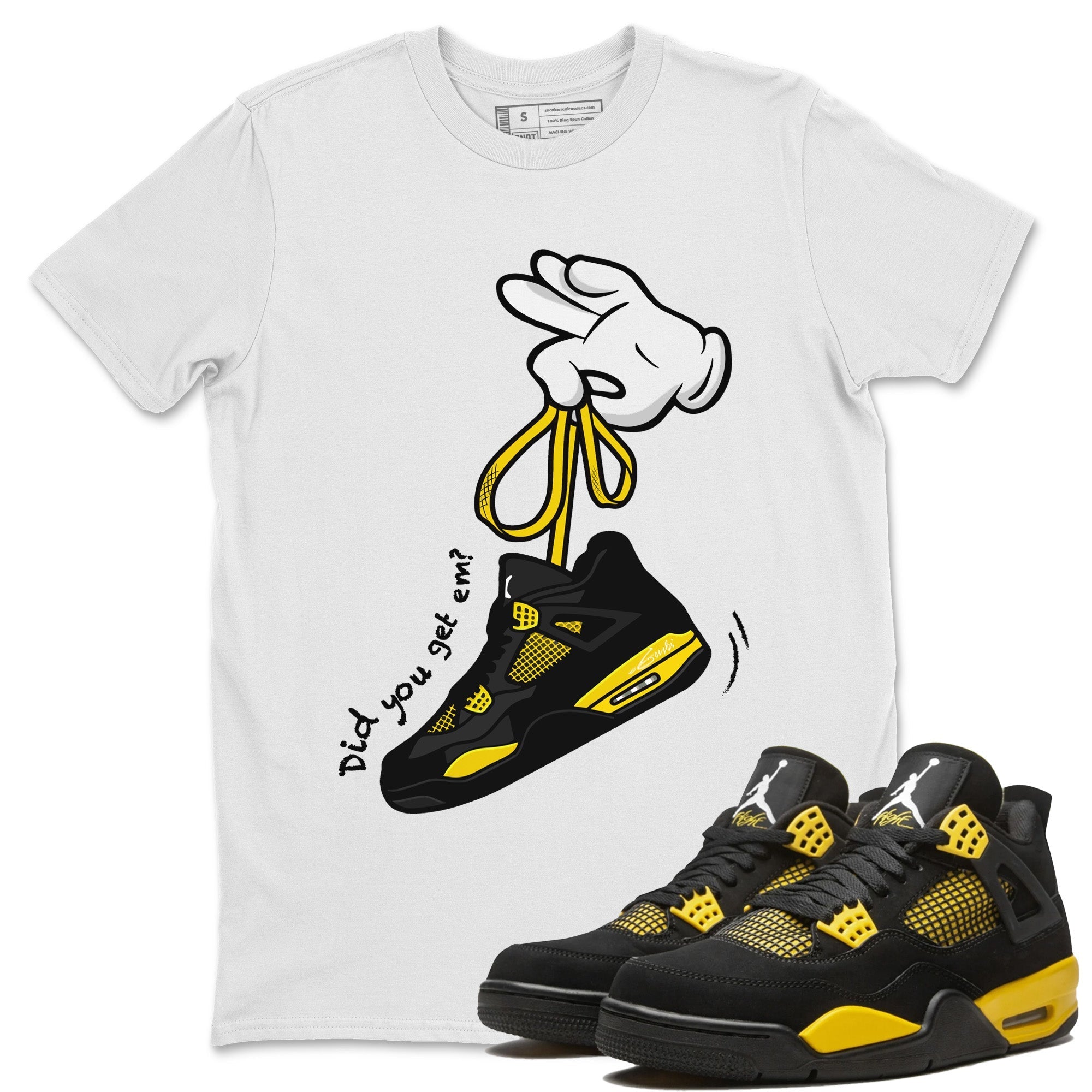 Cartoon Hands Unisex Tops - Air Jordan 4 Thunder
