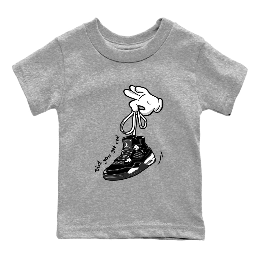 Cartoon Hands snkmatch Tees Kids - Air Jordan 4 White Thunder