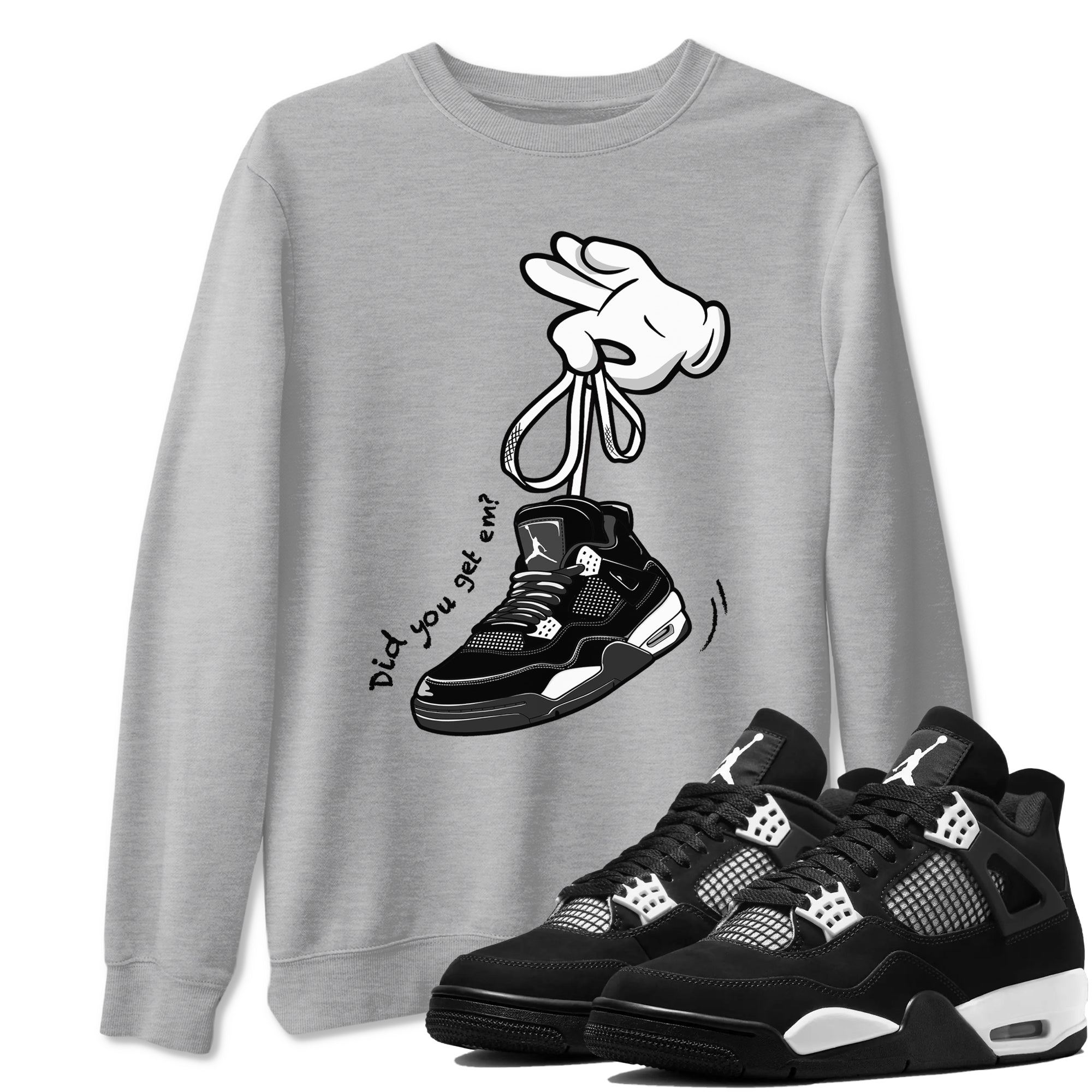 Cartoon Hands snkmatch Tees - Air Jordan 4 White Thunder