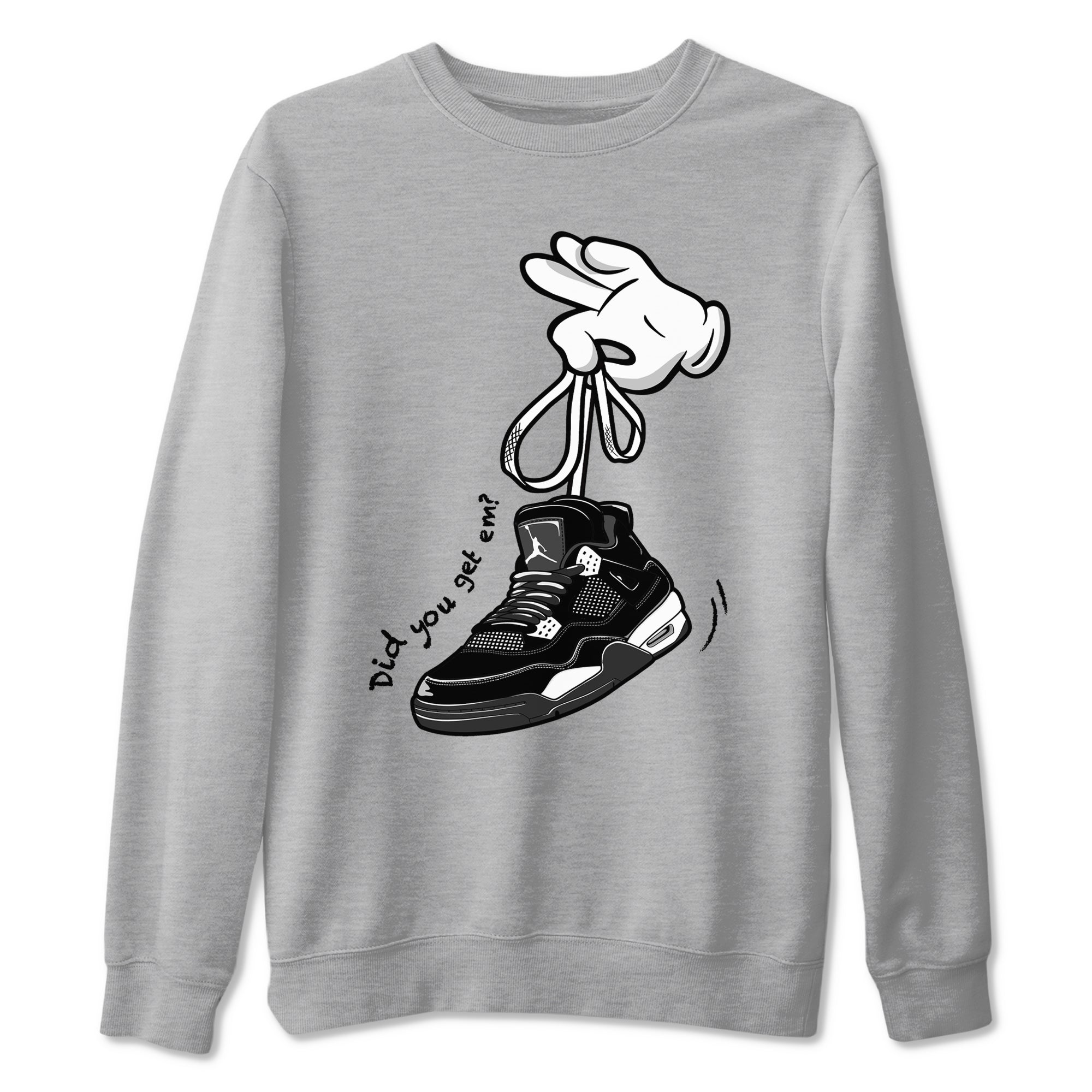 Cartoon Hands snkmatch Tees - Air Jordan 4 White Thunder
