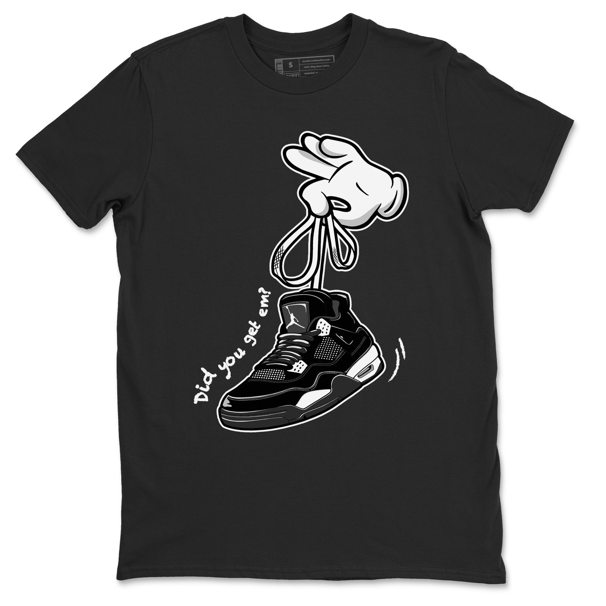 Cartoon Hands snkmatch Tees - Air Jordan 4 White Thunder