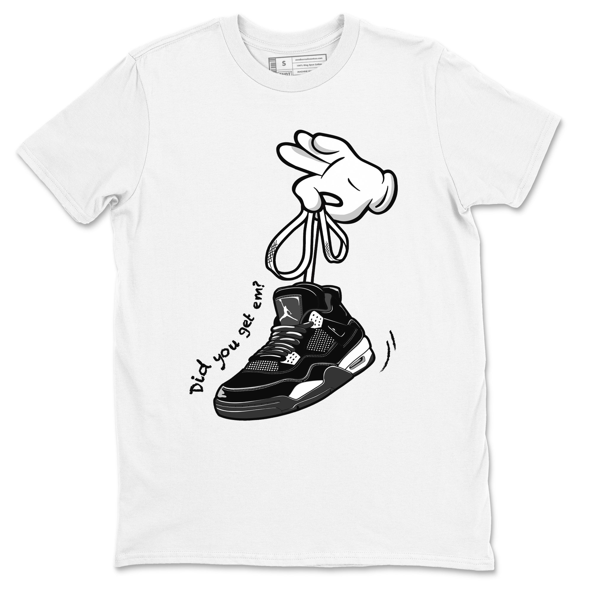 Cartoon Hands snkmatch Tees - Air Jordan 4 White Thunder