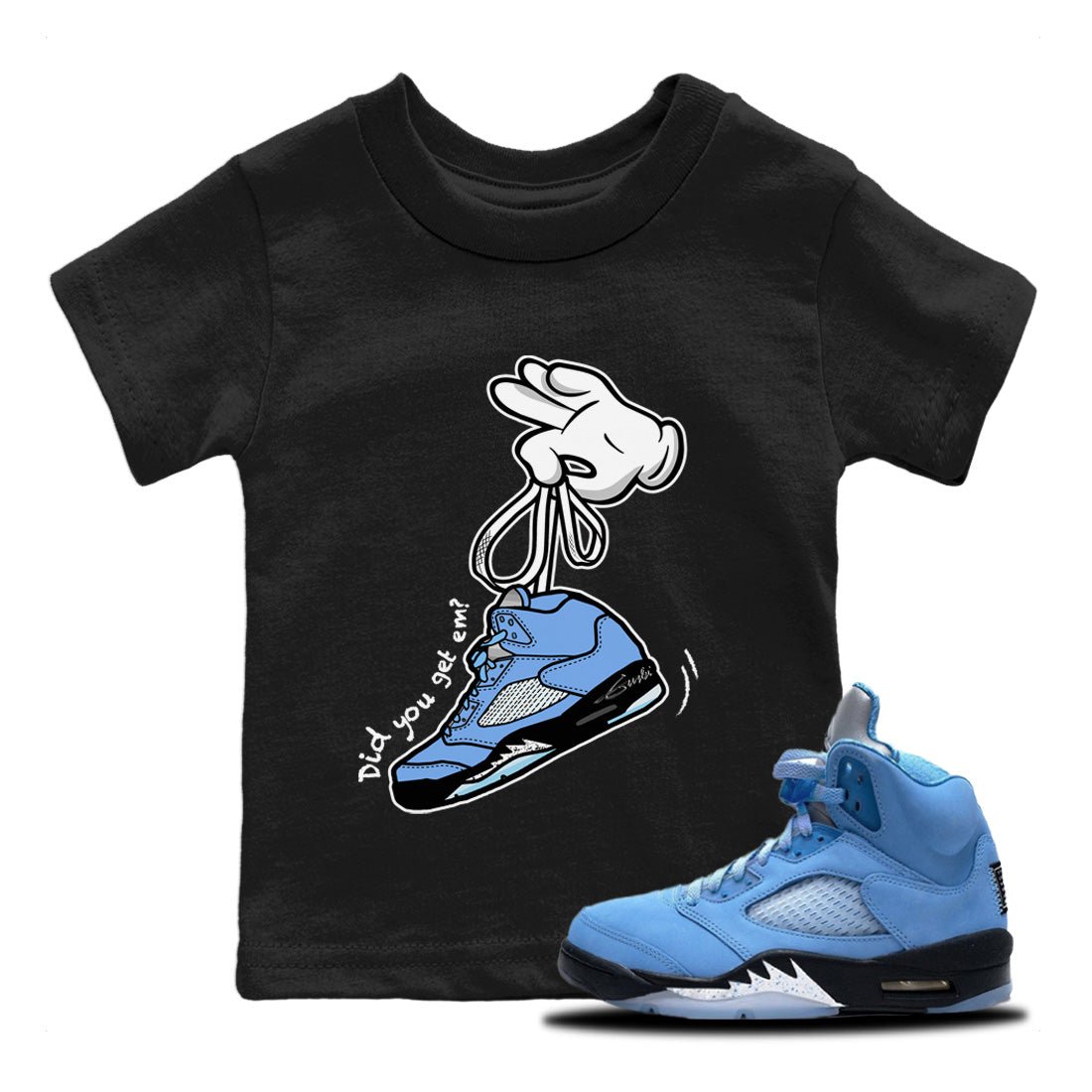 Cartoon Hands Kids Tops - Air Jordan 5 UNC