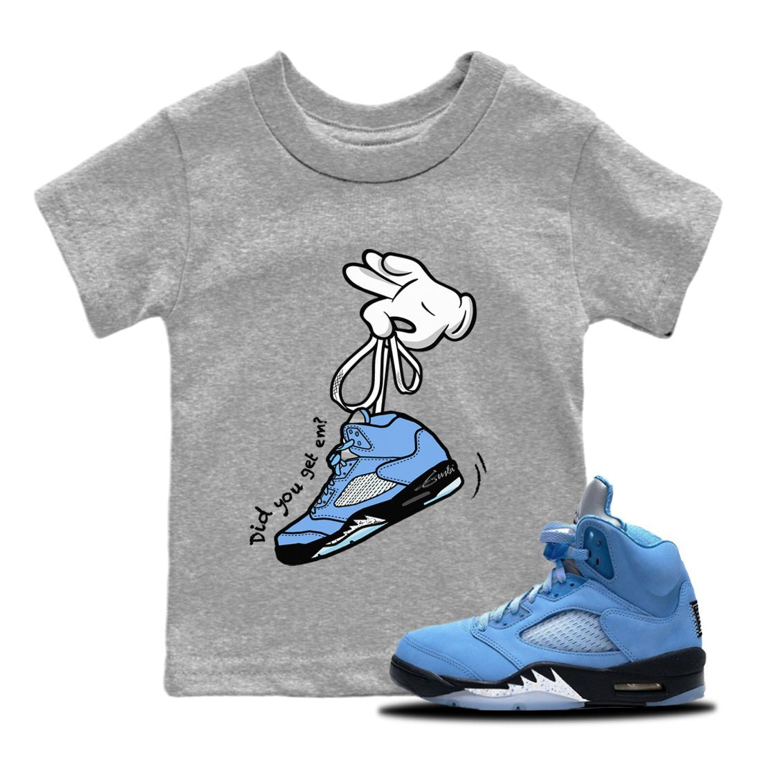 Cartoon Hands Kids Tops - Air Jordan 5 UNC