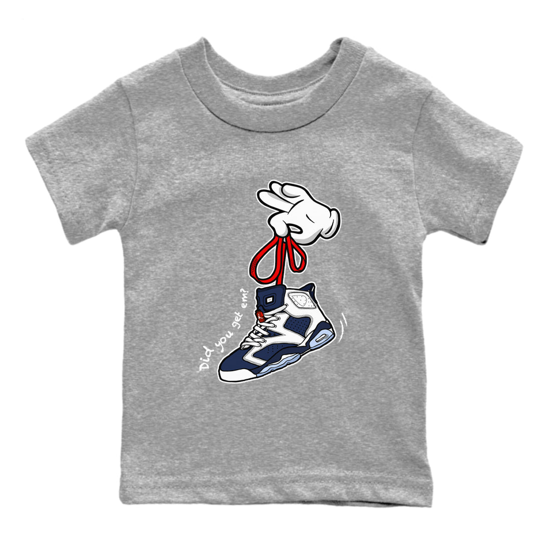 Cartoon Hands snkmatch Tees Kids - Air Jordan 6 White And Midnight Navy