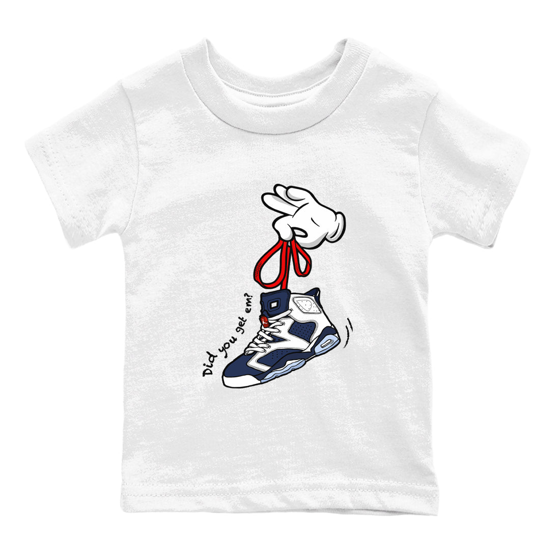 Cartoon Hands snkmatch Tees Kids - Air Jordan 6 White And Midnight Navy