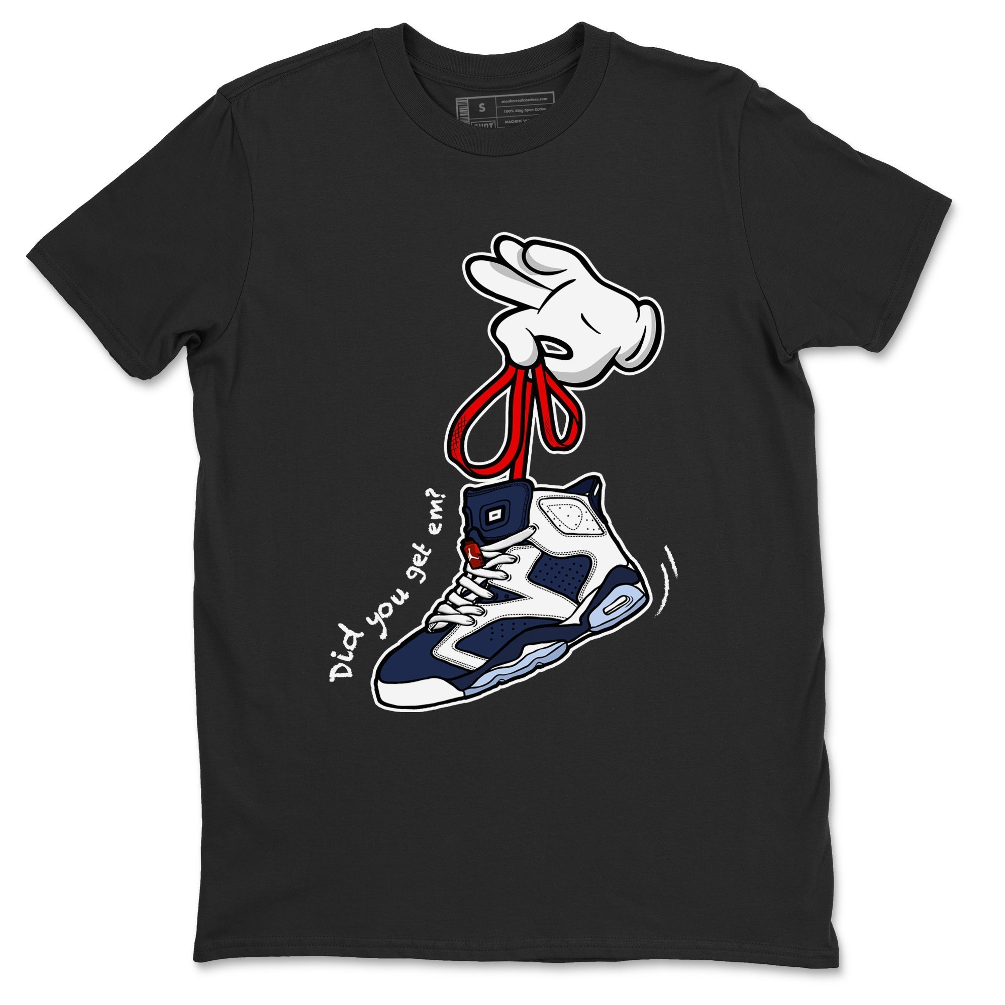 Cartoon Hands snkmatch Tees - Air Jordan 6 White And Midnight Navy