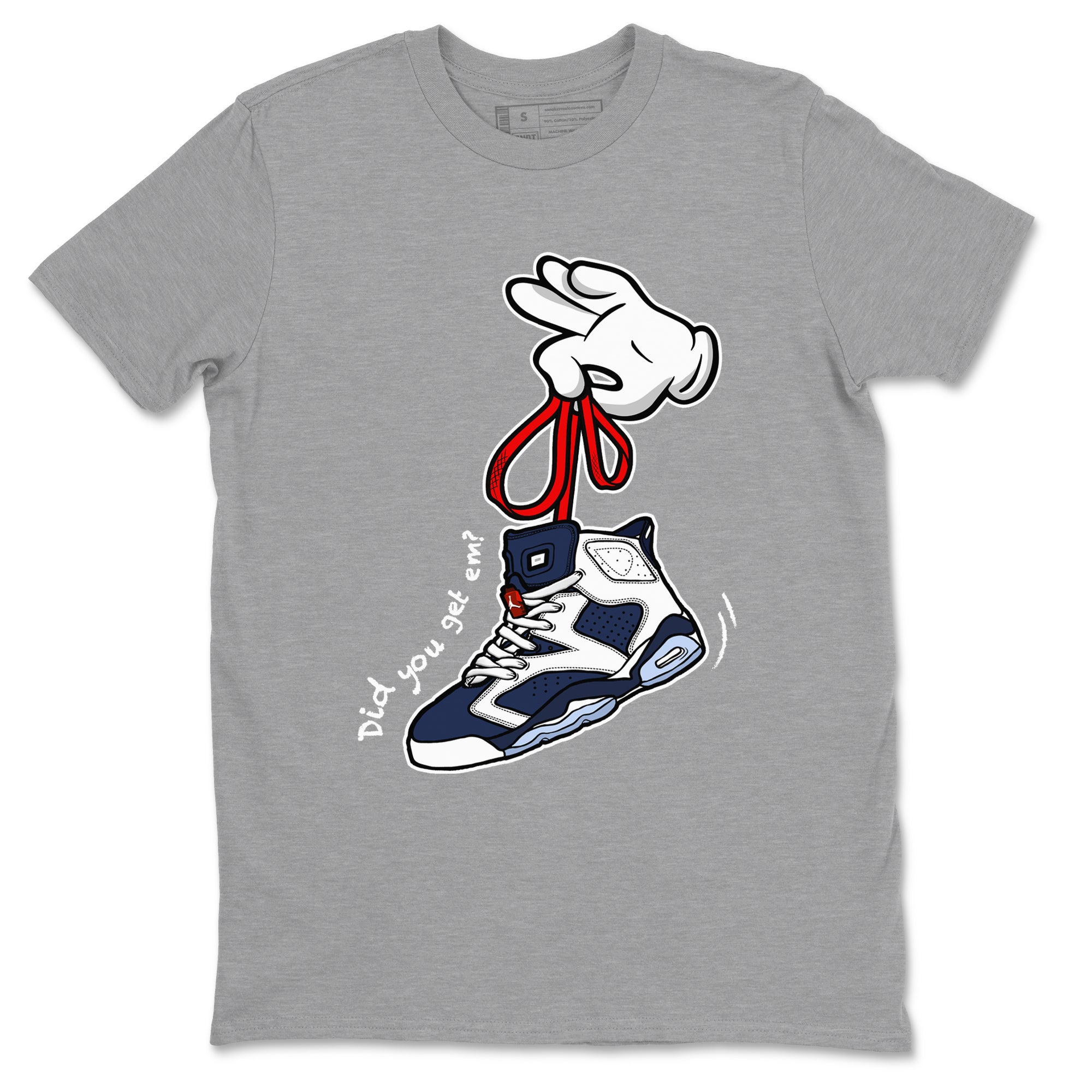 Cartoon Hands snkmatch Tees - Air Jordan 6 White And Midnight Navy