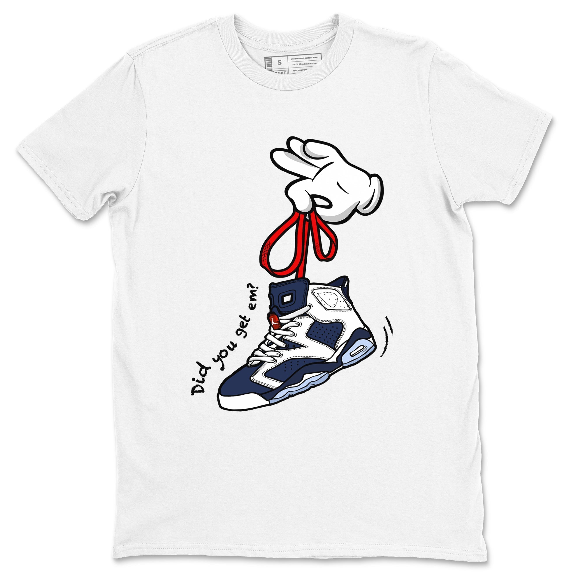 Cartoon Hands snkmatch Tees - Air Jordan 6 White And Midnight Navy