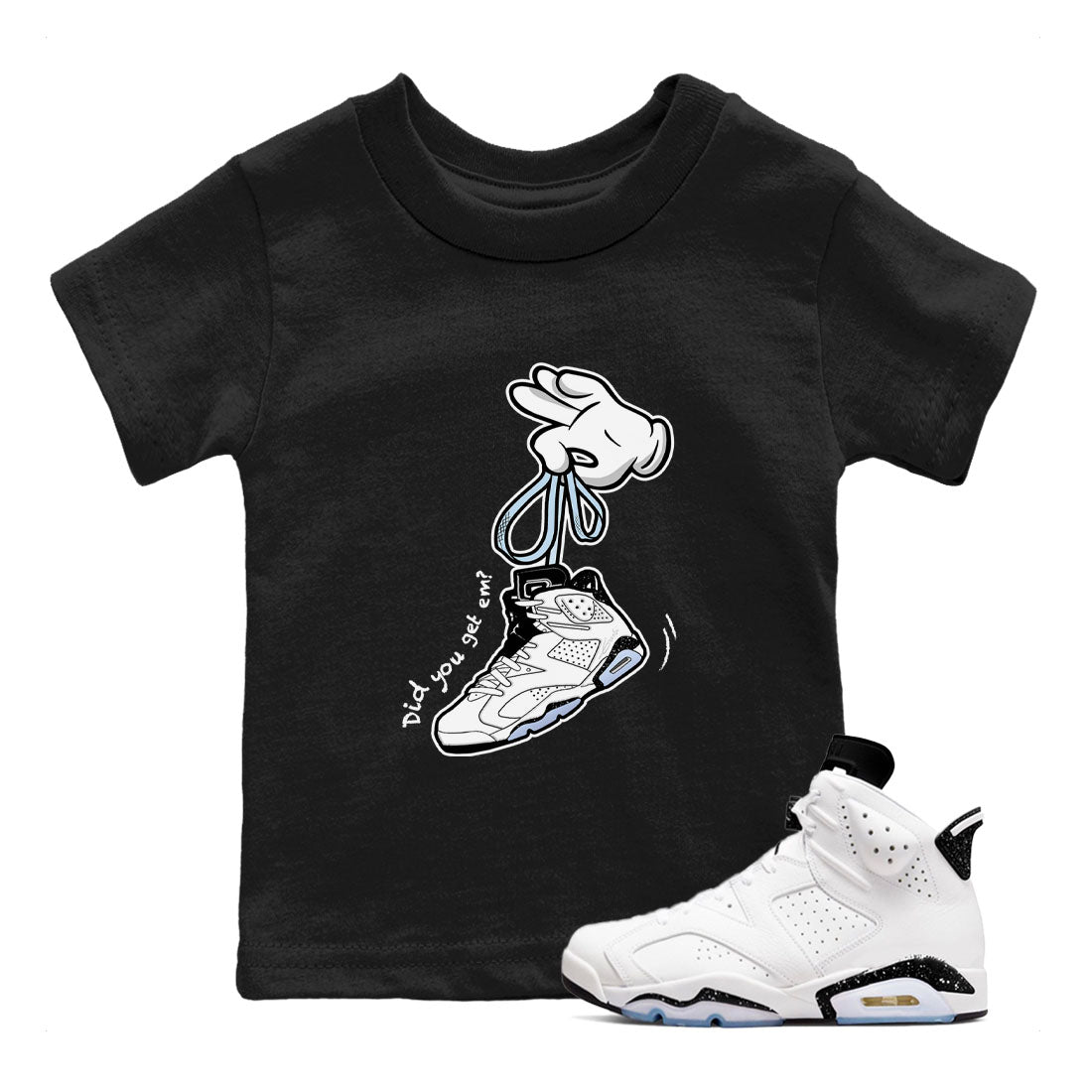 Cartoon Hands snkmatch Tees Kids - Air Jordan 6 White Black