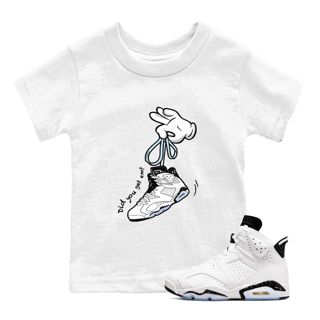 Cartoon Hands snkmatch Tees Kids - Air Jordan 6 White Black