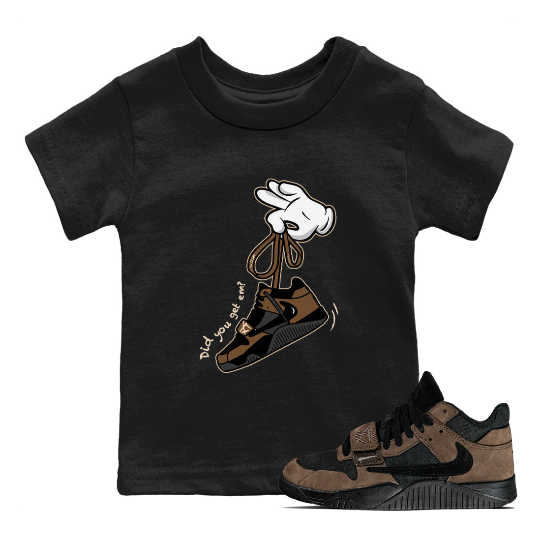 Cartoon Hands snkmatch Tees Kids - Jordan Jumpman Jack Travis Scott Dark Mocha