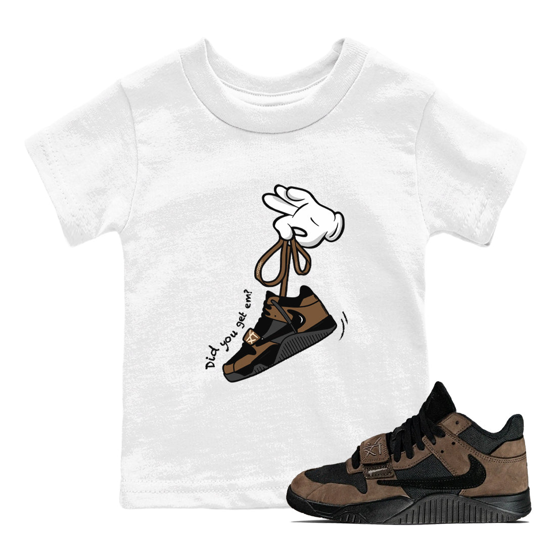 Cartoon Hands snkmatch Tees Kids - Jordan Jumpman Jack Travis Scott Dark Mocha