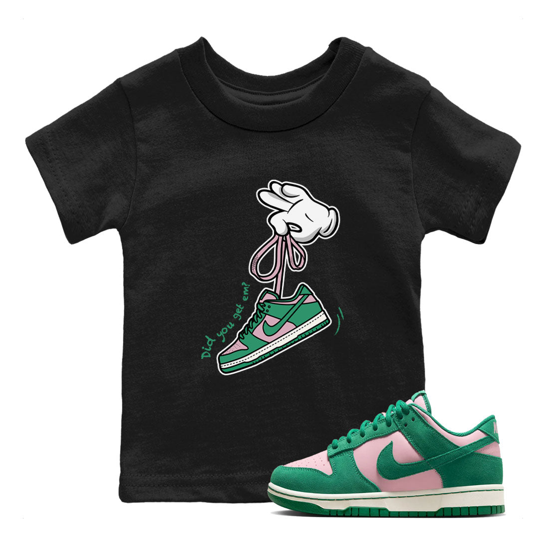 Cartoon Hands snkmatch Tees Kids - Dunk Medium Soft Pink Malachite