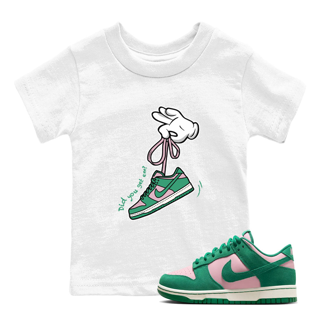 Cartoon Hands snkmatch Tees Kids - Dunk Medium Soft Pink Malachite