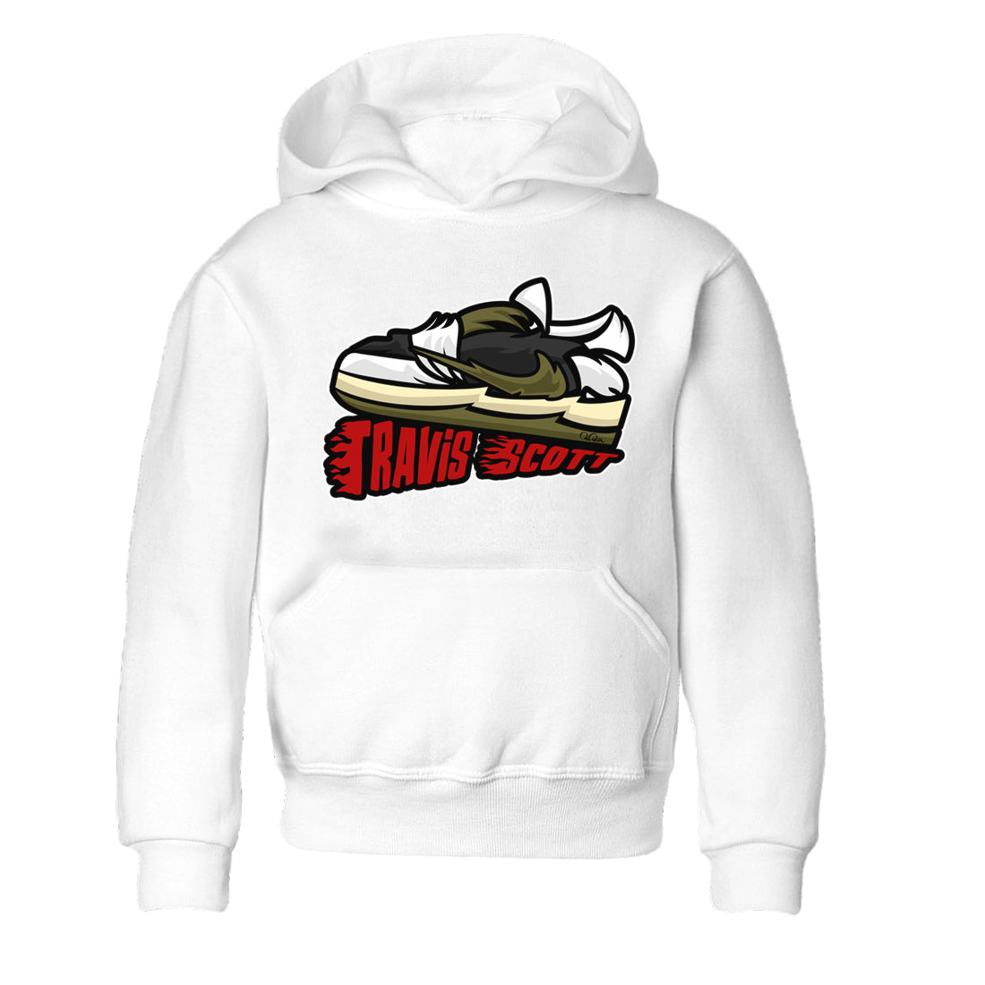Cartoon Shoes Kids Tops - Air Jordan 1 Travis Scott Olive