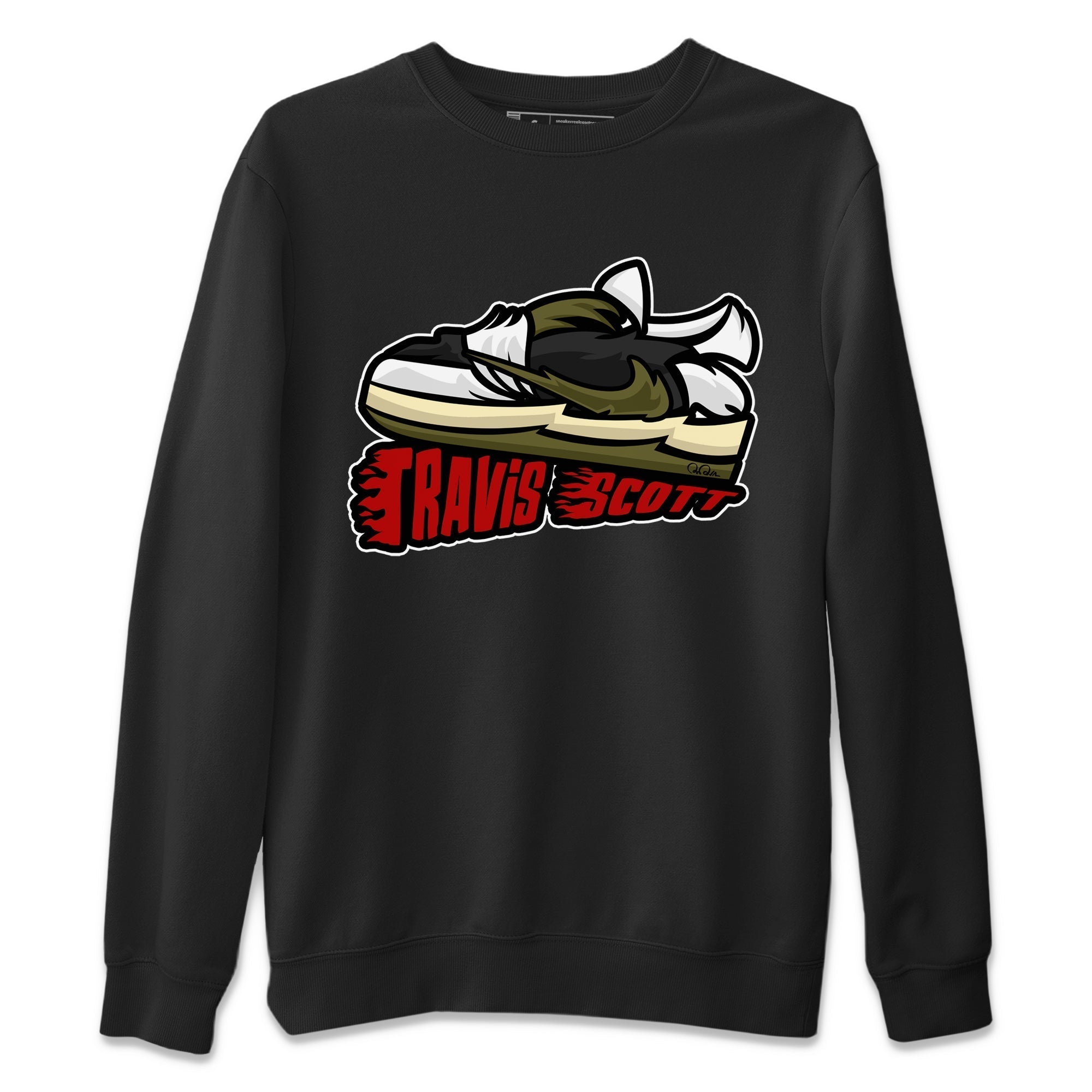 Cartoon Shoes Unisex Tops - Air Jordan 1 Travis Scott Olive