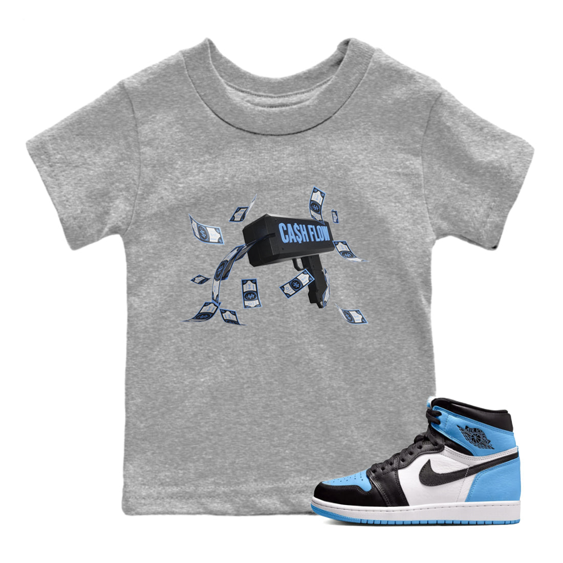 Cash Flow Kids Tops - Air Jordan 1 UNC Toe