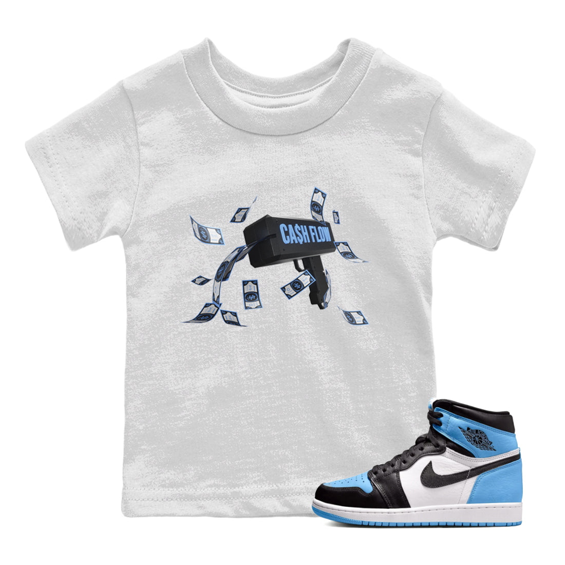 Cash Flow Kids Tops - Air Jordan 1 UNC Toe