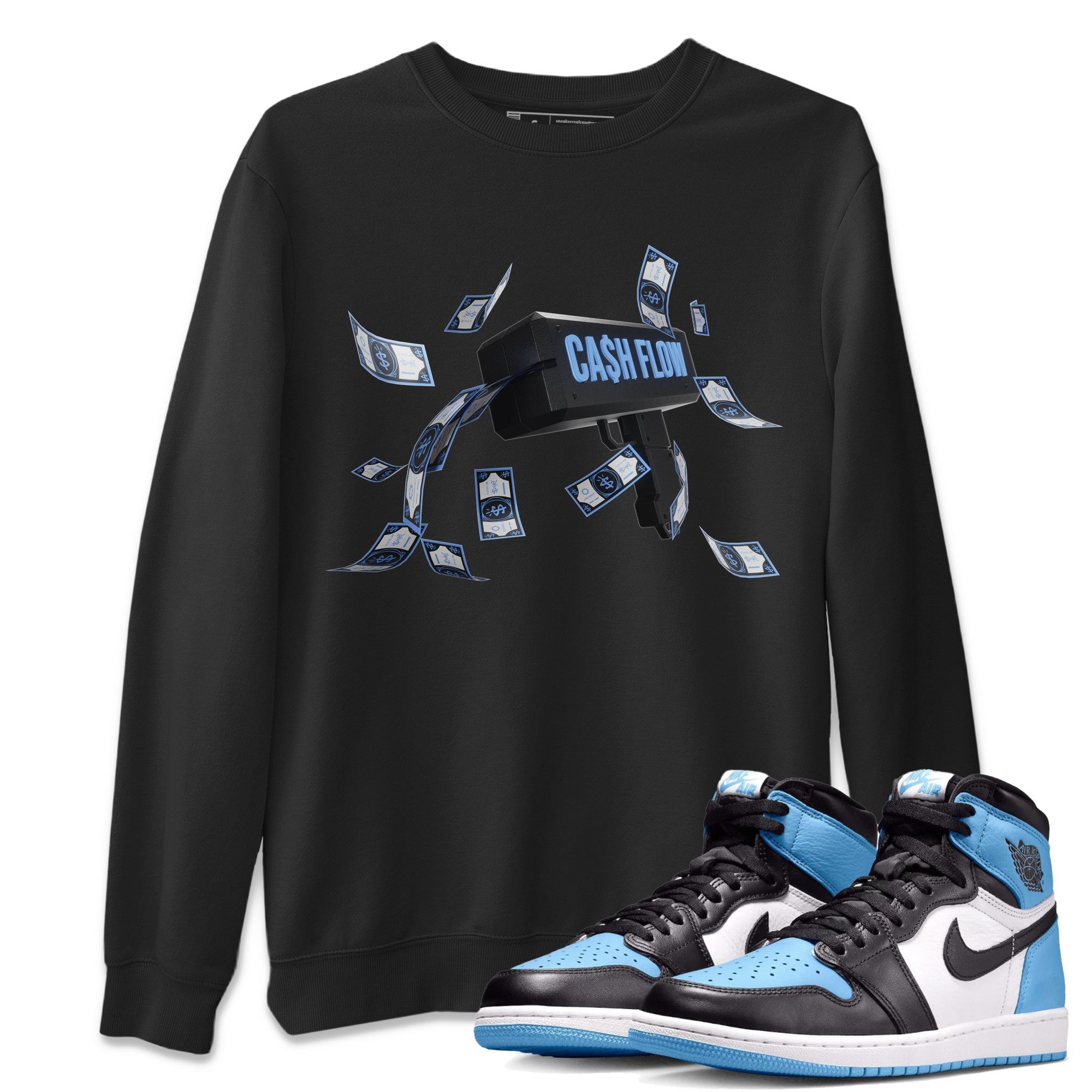 Cash Flow Unisex Tops - Air Jordan 1 UNC Toe