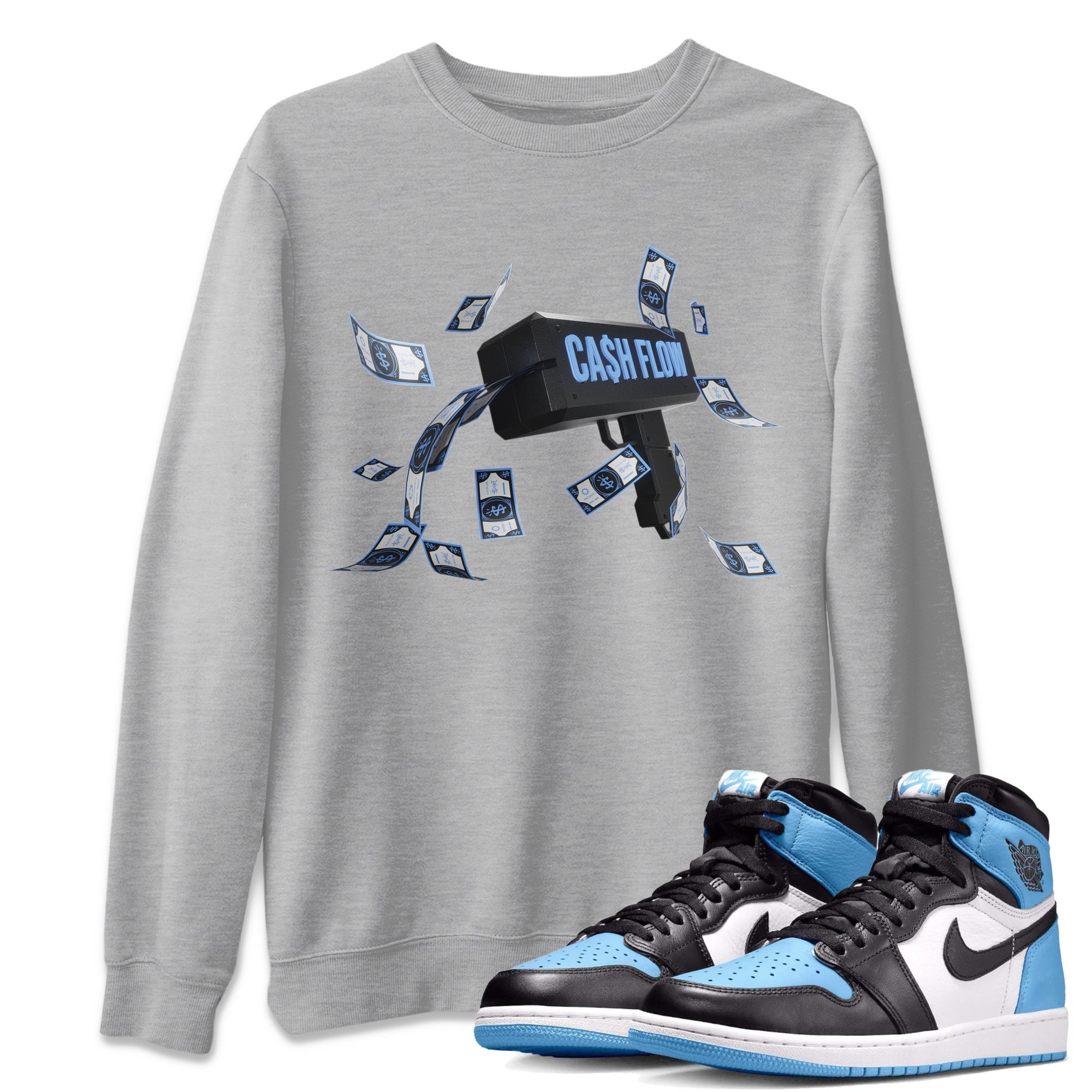Cash Flow Unisex Tops - Air Jordan 1 UNC Toe