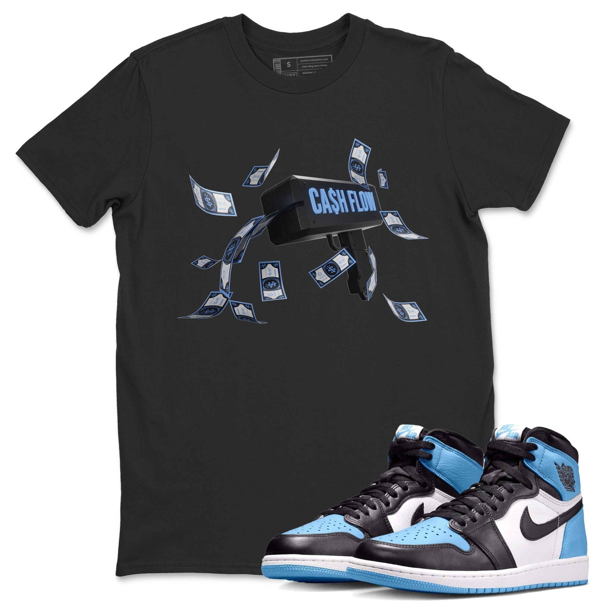 Cash Flow Unisex Tops - Air Jordan 1 UNC Toe