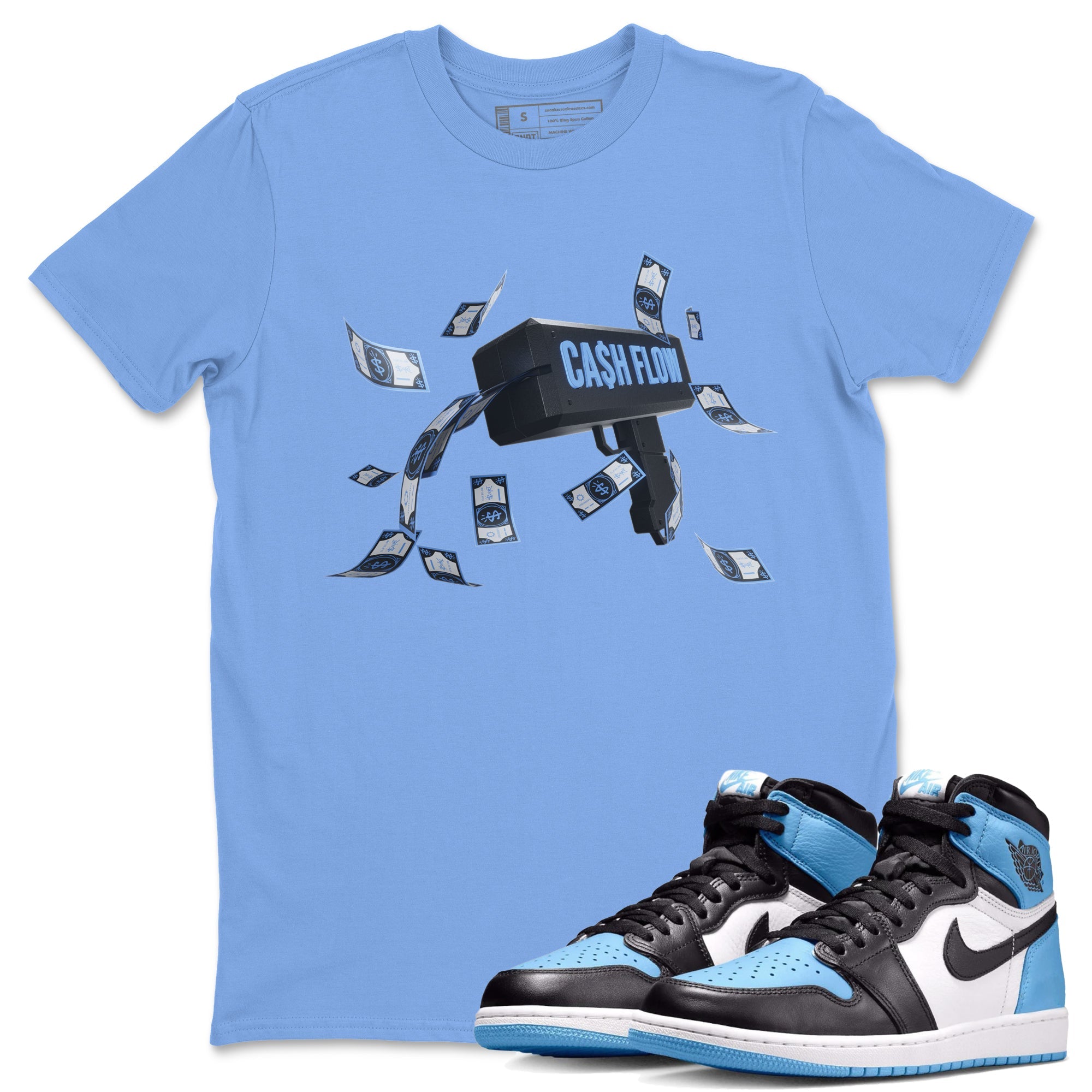 Cash Flow Unisex Tops - Air Jordan 1 UNC Toe