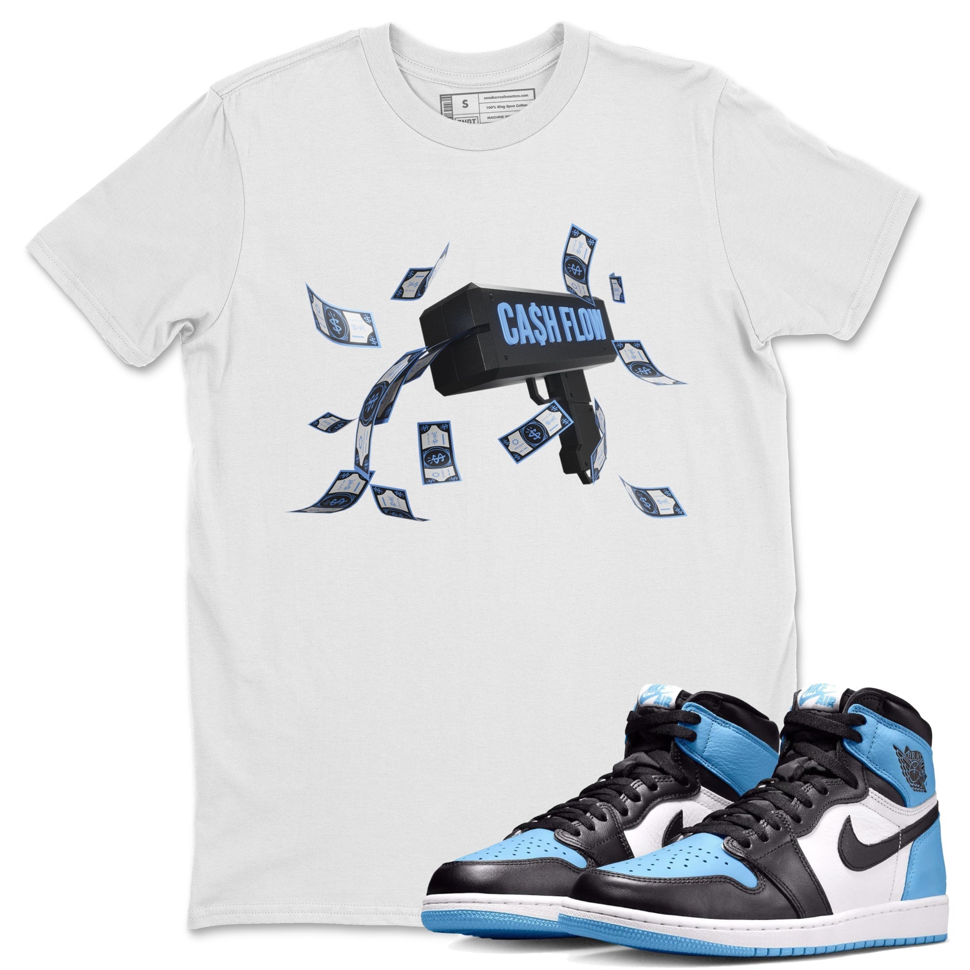 Cash Flow Unisex Tops - Air Jordan 1 UNC Toe